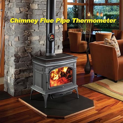 Miniatura 5 de Stanbroil Termómetro de madera magnético del tubo de la estufa, metro de temperatura del tubo de combustión para el tubo de madera de la chimenea