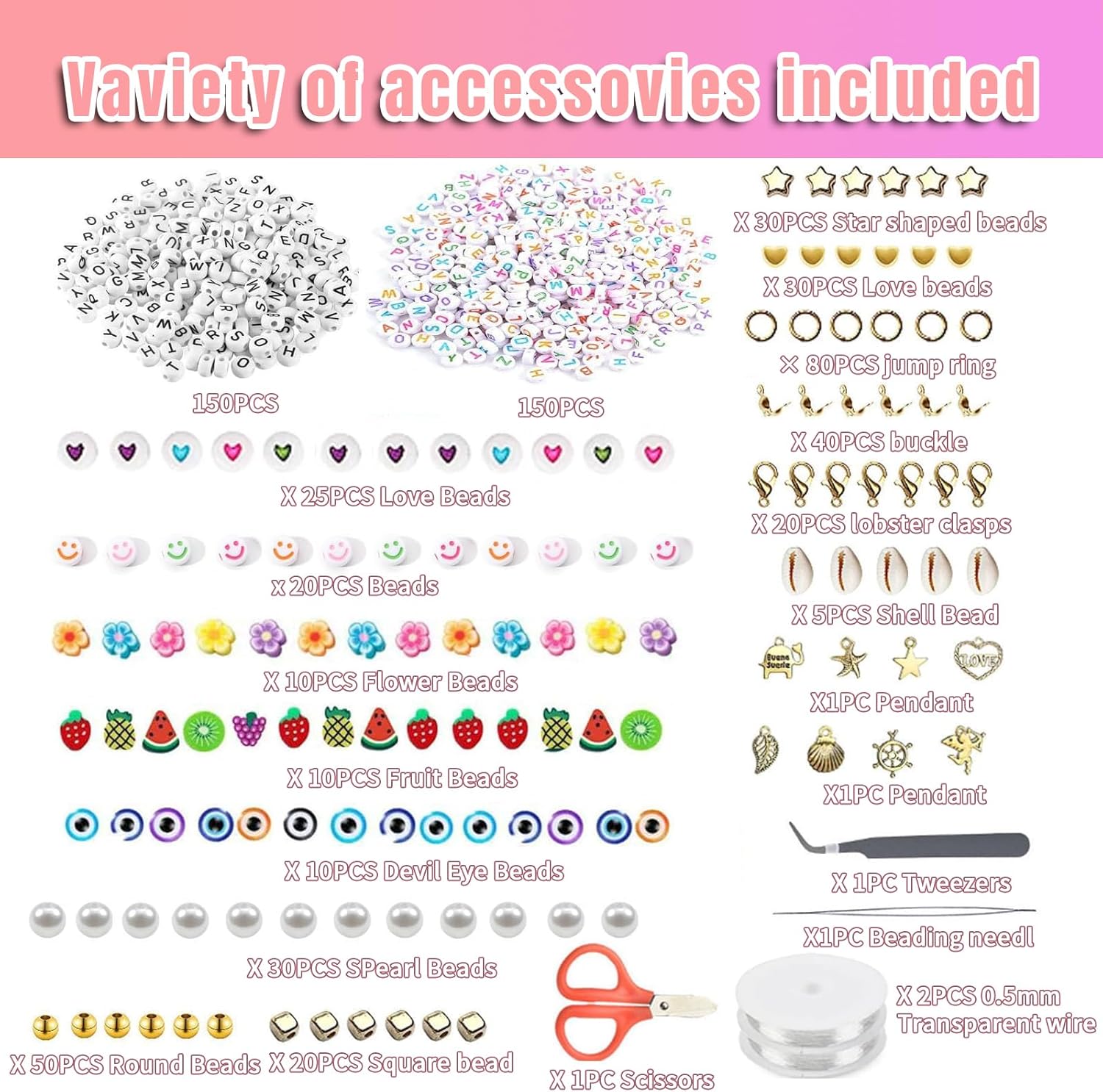 54000pcs Glass Seed Beads for Jewelry Making Kit, 120 Colors 2mm Small Beads Kit Bracelet Beads with Letter Evil Eye Beads Jump Rings & Charms Pendants for Bracelets Making, DIY, Adult Craft Supplies - Image 3
