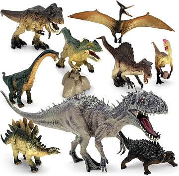 Dinosaur Playset with 14" Indominus Rex & 8 Detailed Dino Figures - Educational Toy for 3-8 Year Old Boys Girls 9 PCS
