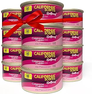 California Scents Car Scents Cool Air desodorante para automóviles con aroma cereza Coronado, latas de 1,5 oz (paquete de 12 latas)