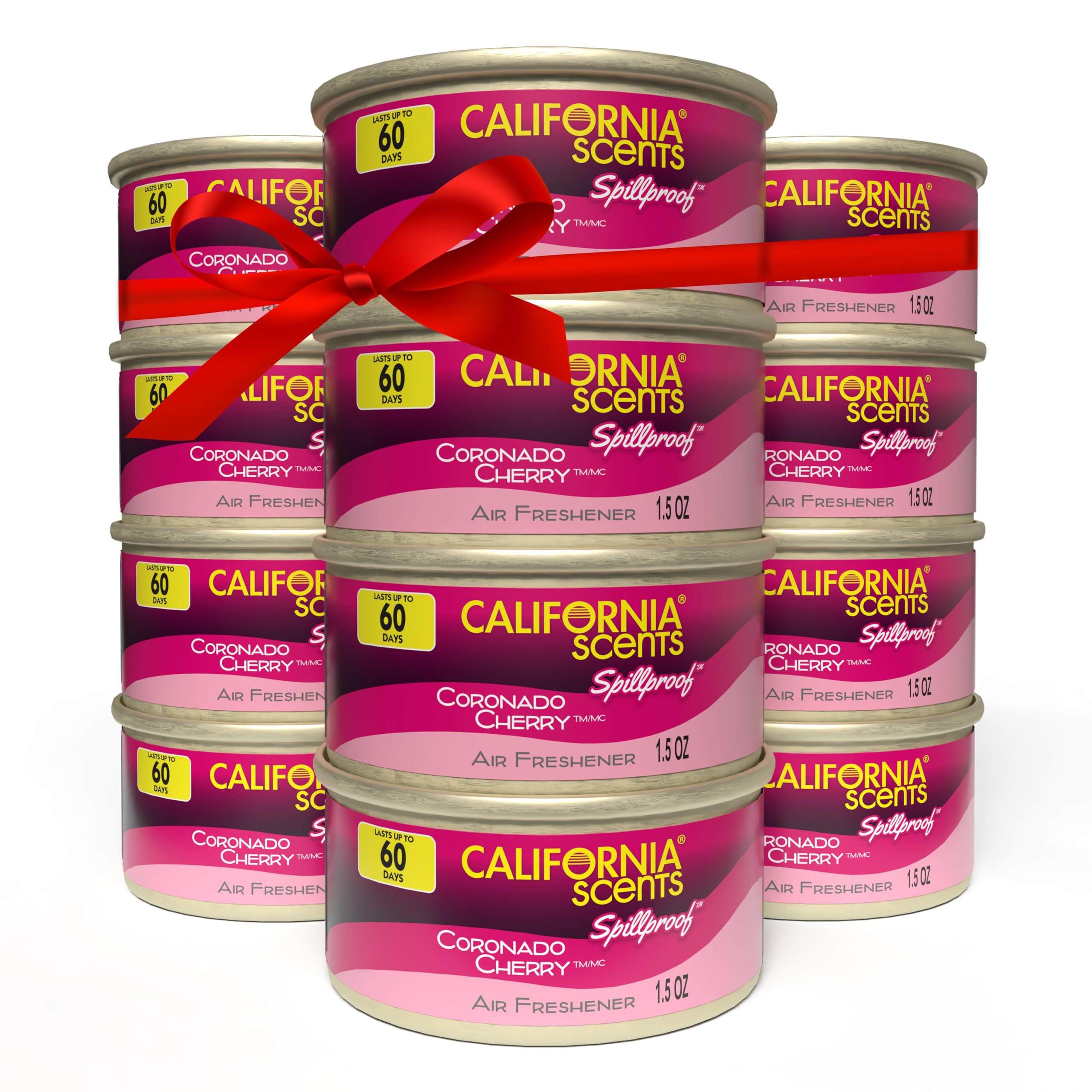 California Scents Can Air Freshener and Odor Neutralizer , Set of 12 Spillproof Cans for Home and Car, Coronado Cherry, 1.5 Oz Each, Pack of 12 (Packaging May Vary)