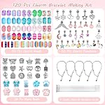 UFU Charm Kit de fabrication de bracelets - Filles 120 Pcs DIY Kit de fabrication de bijoux perlés, Licorne & Cadeaux de sirène pour les filles 5-12 ans, avec boîte d'organisateur de bracelet réglable