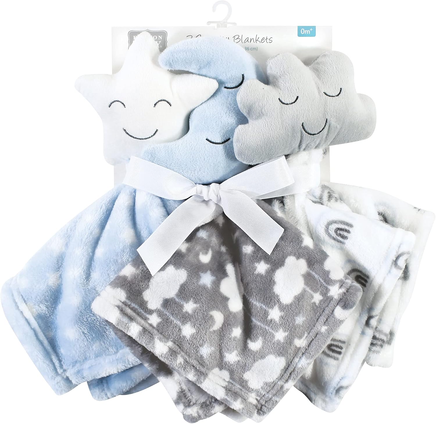 Hudson Baby Unisex Baby Animal Face Security Blanket, Star Moon, One Size