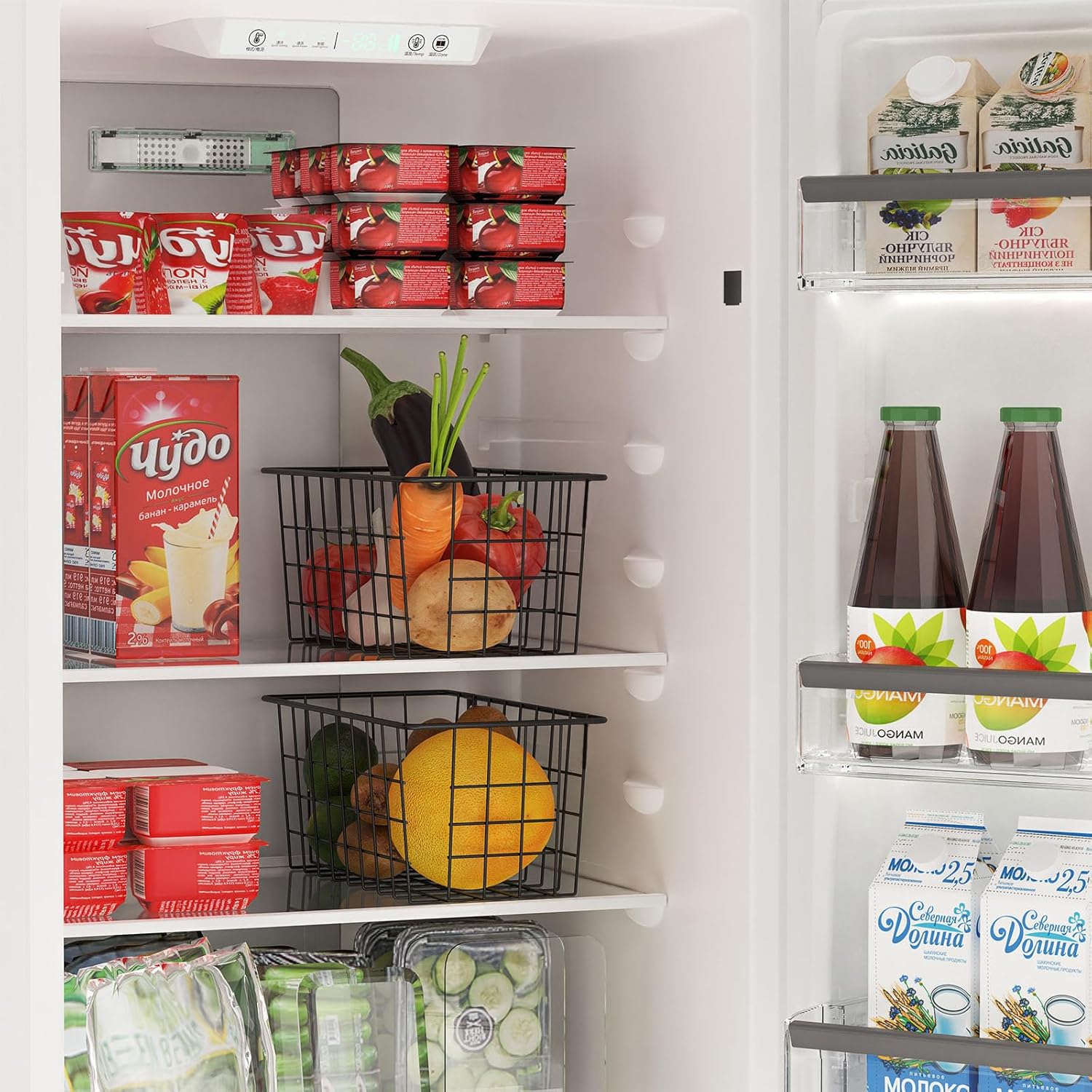 MaraFansie Hanging Kitchen Baskets Wire Storage Basket Over the Cabinet Door Organizer, No Drilling Adhesive Basket for Cabinet Pantry Organization and Kitchen, Bathroom, Storage, 2 Pack, Black - Image 6