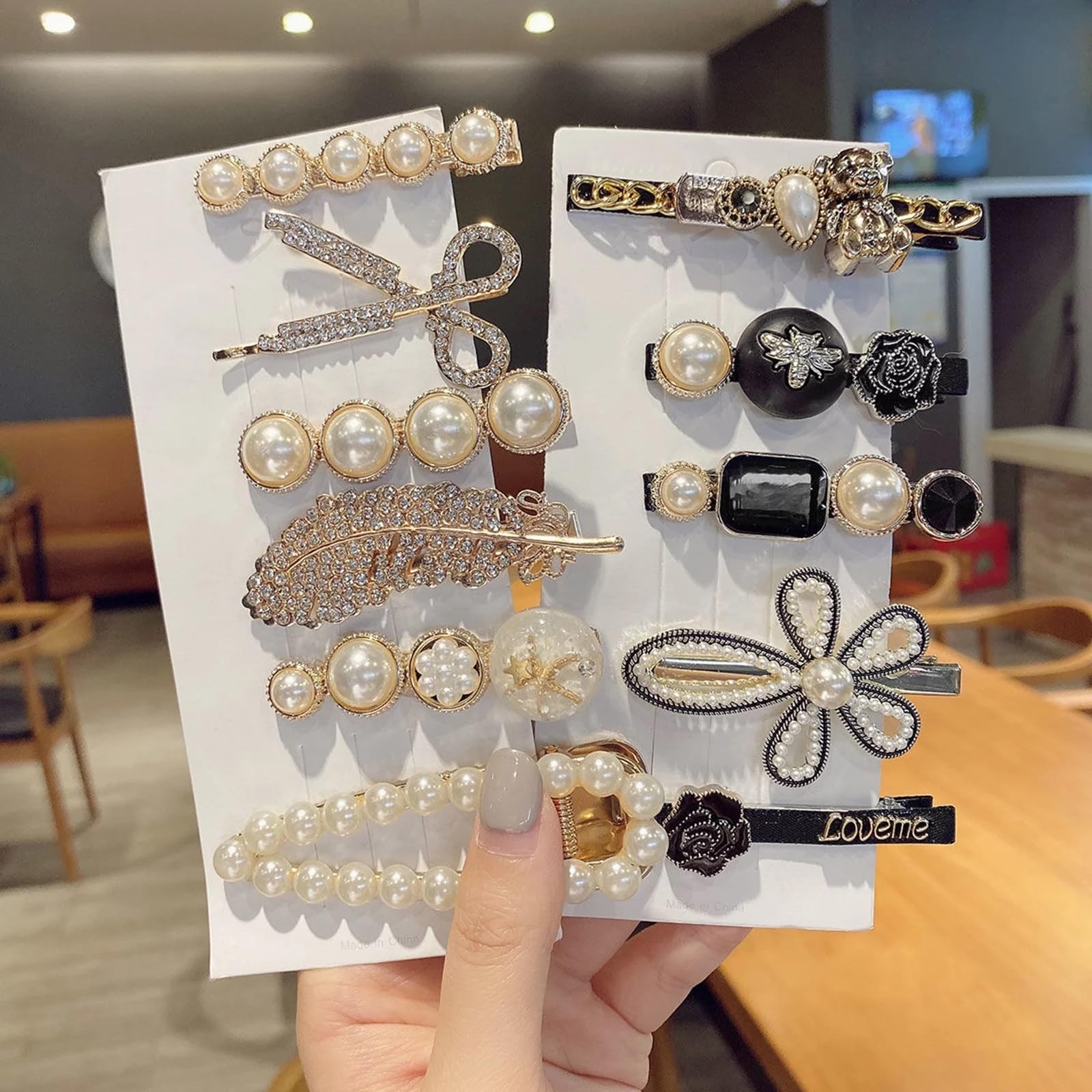 11 Count Black and White Korean Fashion Style Pearl Rhinestone Metal Hair Clips, Hair Pin Stylish Hair Accessories Jewellery for Women and Girls (B0D9DFY69C) Amazon Price History, Amazon Price Tracker