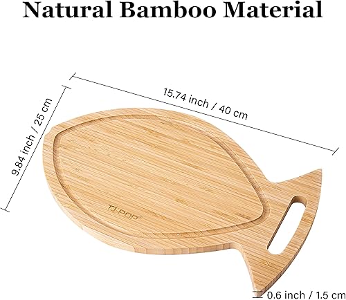 Miniatura 2 de Tabla de charcutería con forma de pescado, tabla de cortar de bambú para cocina, bonita tabla de queso y tabla de servir, tabla de cortar
