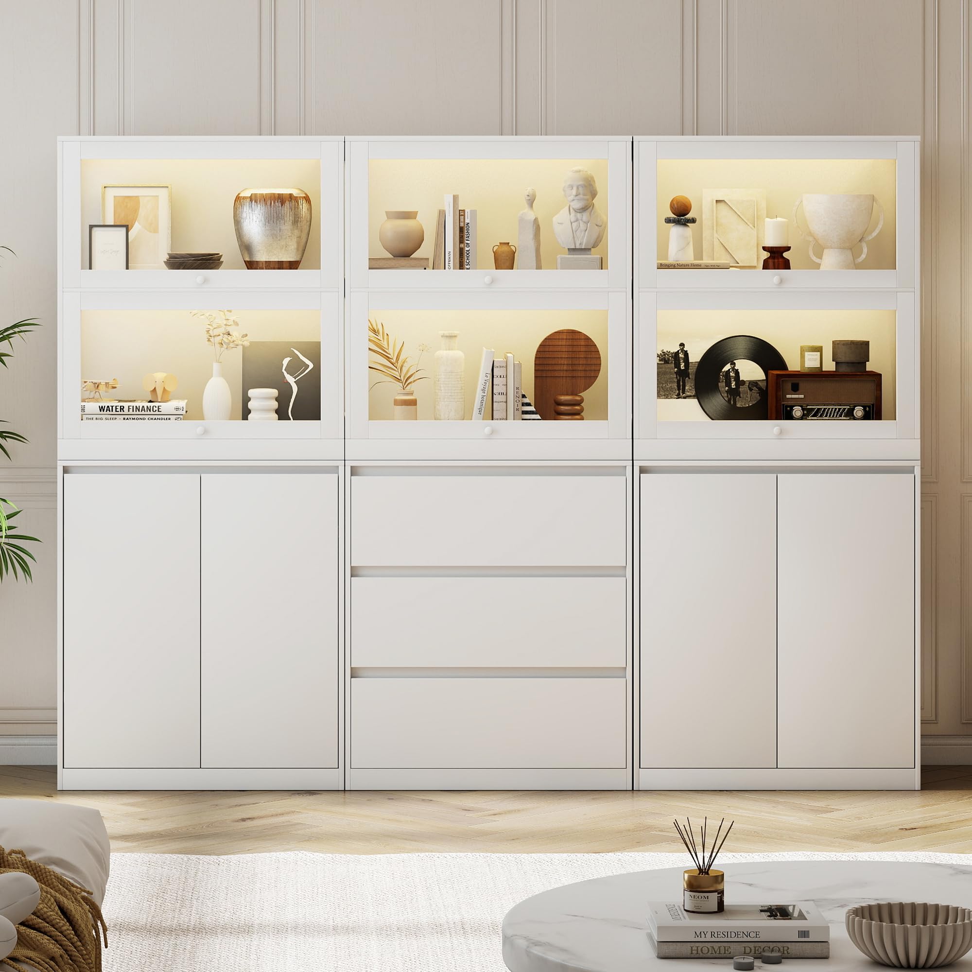 AMERLIFE 72" H DIY Modular Cabinet, 6-Piece Storage &amp; Display Units