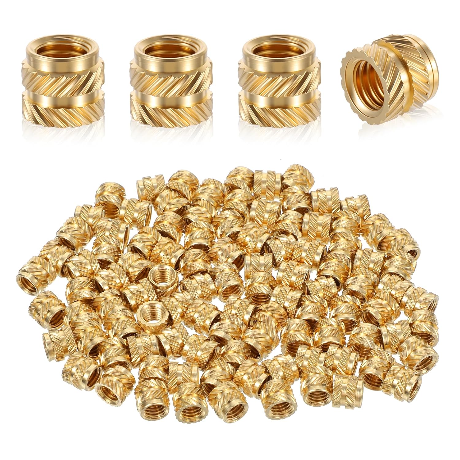 100 Pcs M5 Threaded Insert M5 Heat Set Inserts 3D Printing Brass Nuts Knurled Twill Thread Nut Inserts for Loptop Automotive Plastic Shells