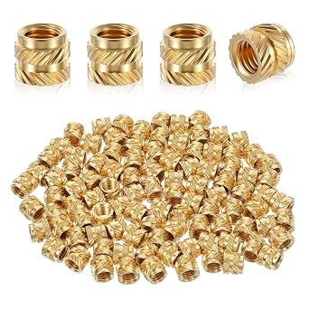 100 Pcs M5 Threaded Insert M5 Heat Set Inserts 3D Printing Brass Nuts Knurled Twill Thread Nut Inserts for Loptop Automotive Plastic Shells