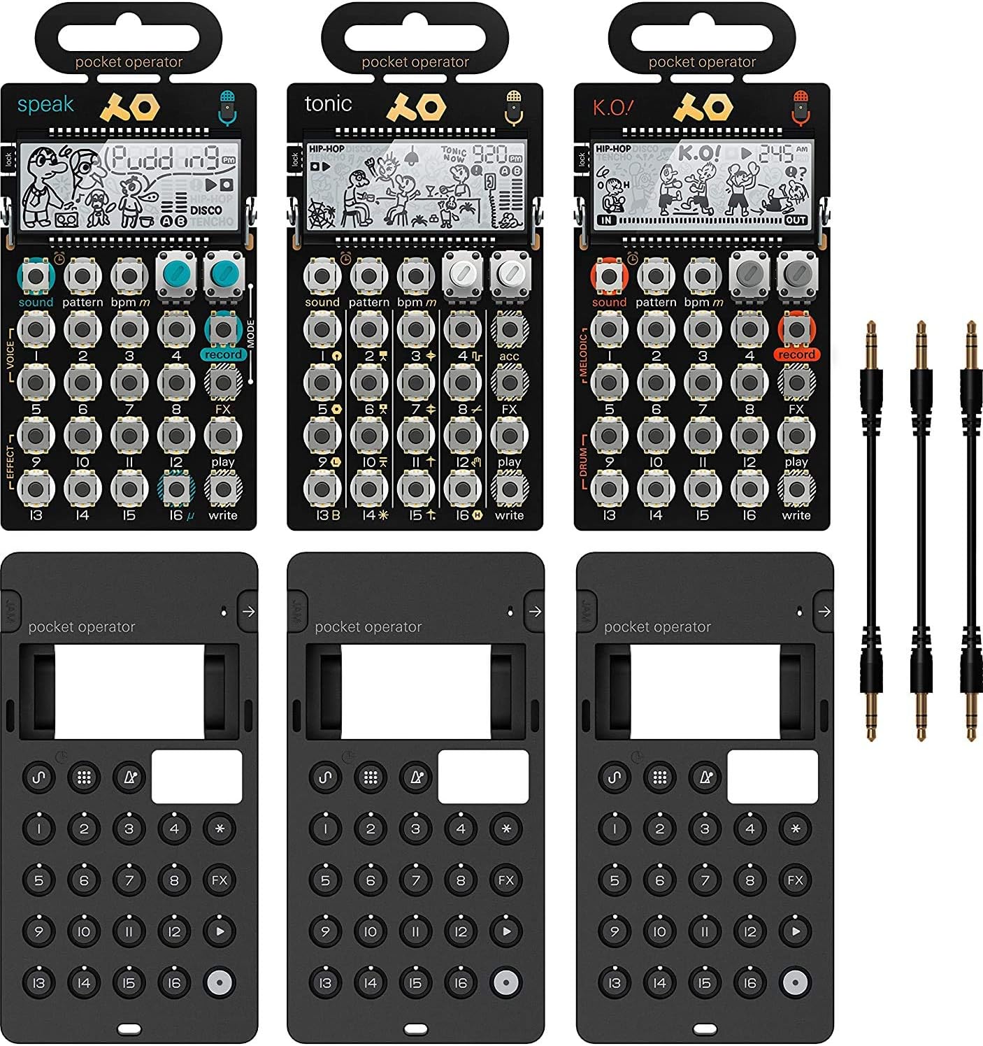 TEENAGE ENGINEERING AB TE010BL030 PO Metal Series Super Set, Black/Gold/Silver/Copper, Set of 7 Pieces