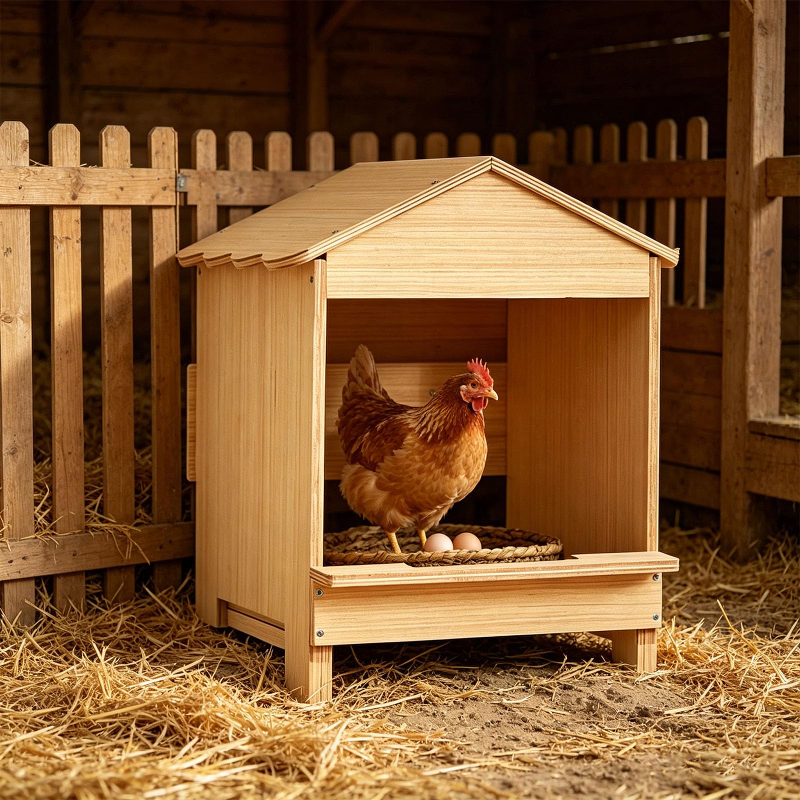 Práctico nido colgante para pájaros con parte superior inclinada y plataforma para espacios limpios y secos, caja de pollos