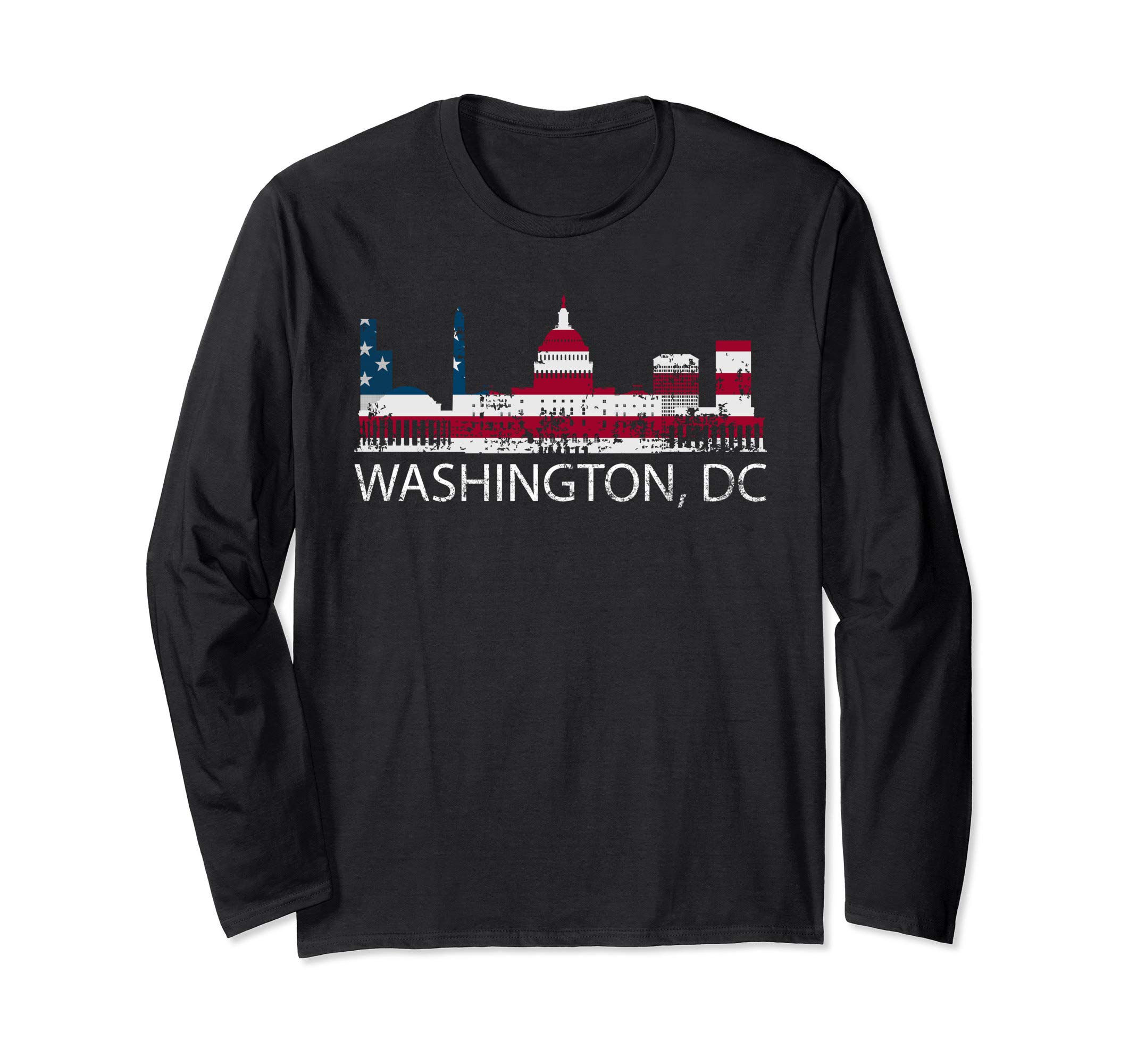 Washington DC Capitol Hill USA Flag Souvenir design Long Sleeve T-Shirt