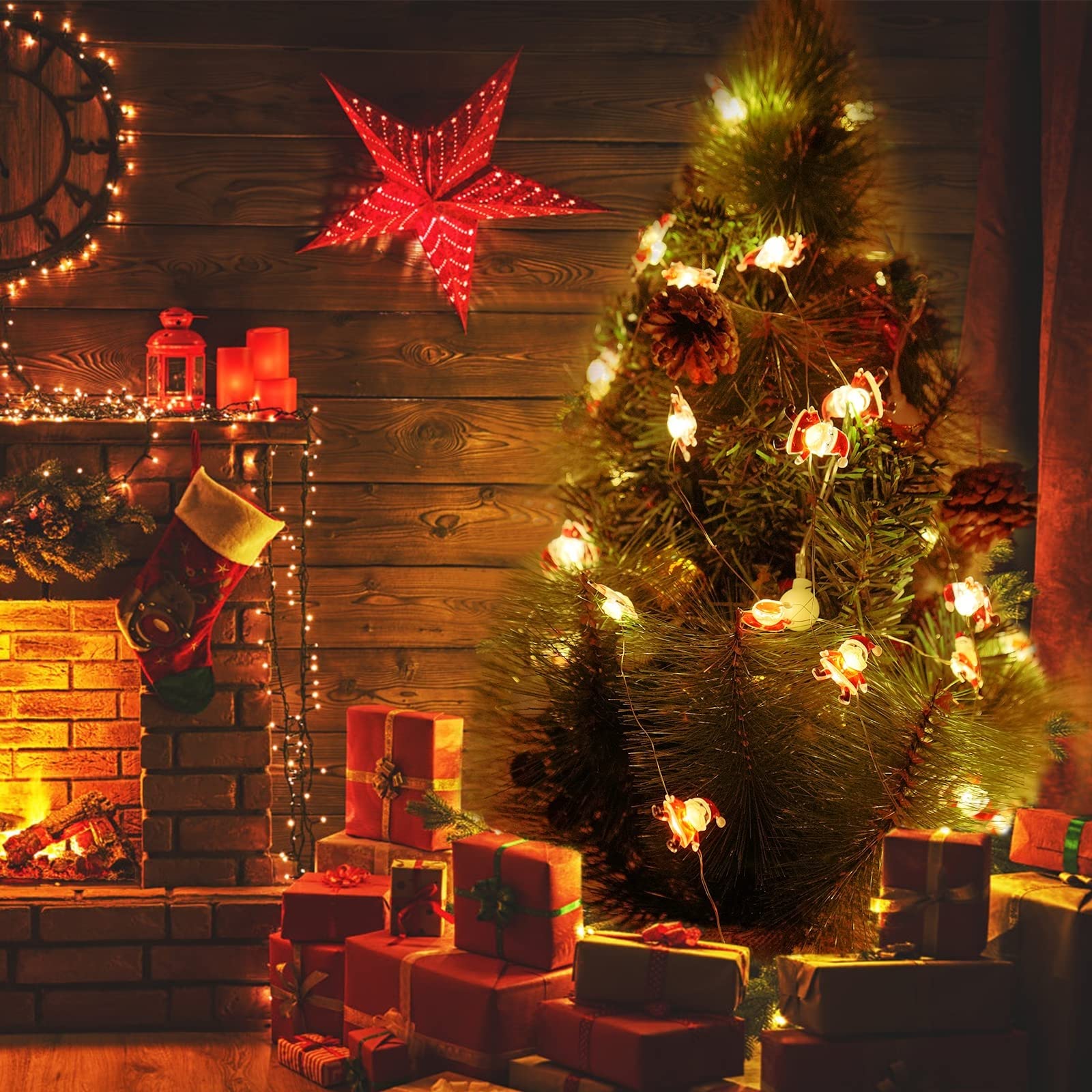 LEDストリングライト クリスマス イルミネーション ライト サンタ 飾り Amazon.co.jp: クリスマスライト サンタ形 ストリングライト LEDライト