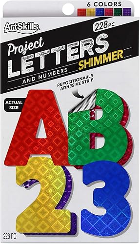 ArtSkills Letras y números de póster de 2.5 pulgadas, A-Z y 0-9, surtidos, colores holográficos, 228 unidades (PA-1444) disponible en Yaxa Venezuela