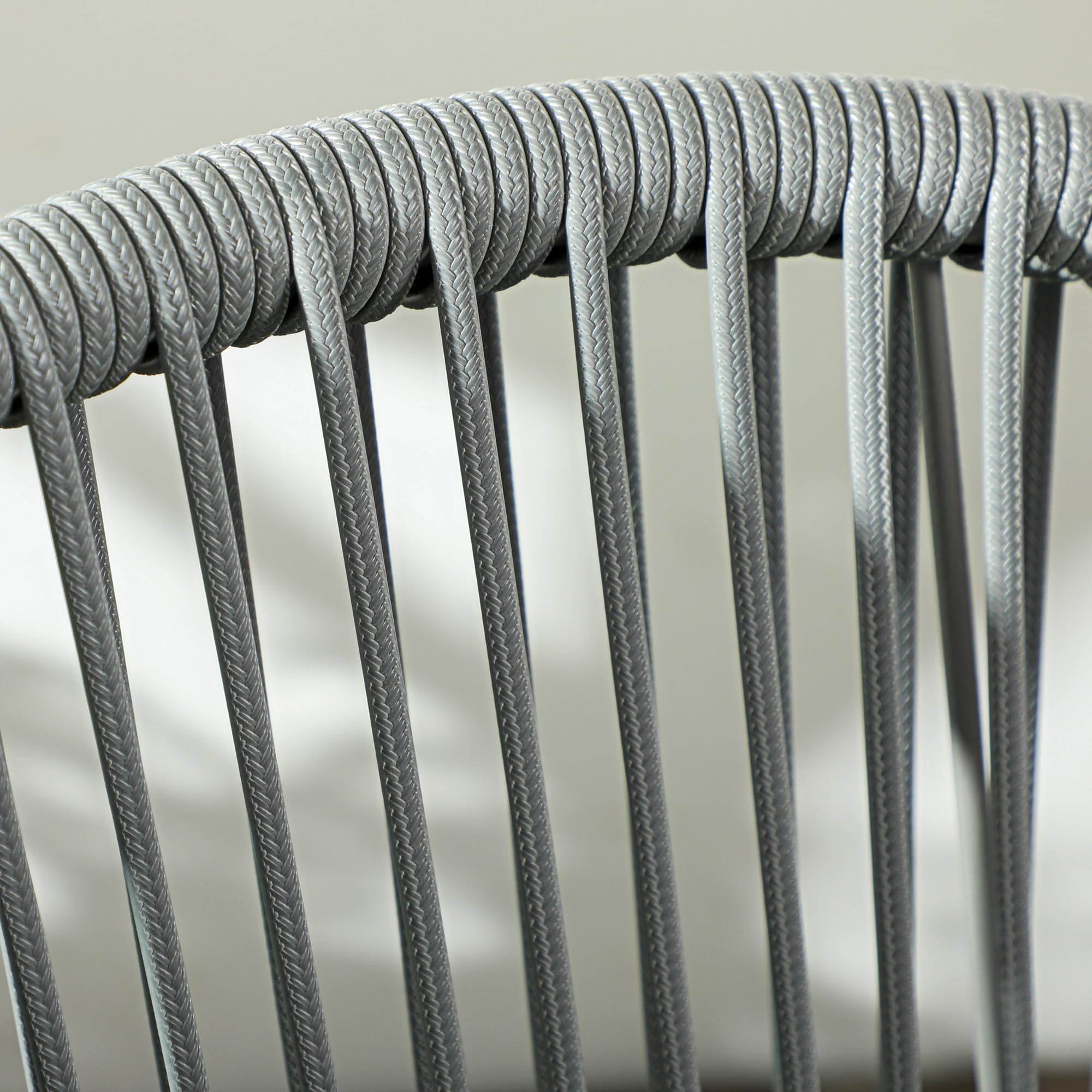 Outsunny 3-TLG. Rattan Bistroset, Sitzgruppe, Gartengarnitur mit 2 Gartensesseln, Couchtisch, Balkonmöbel-Set für Garten, Terrasse, Stahl, Grau