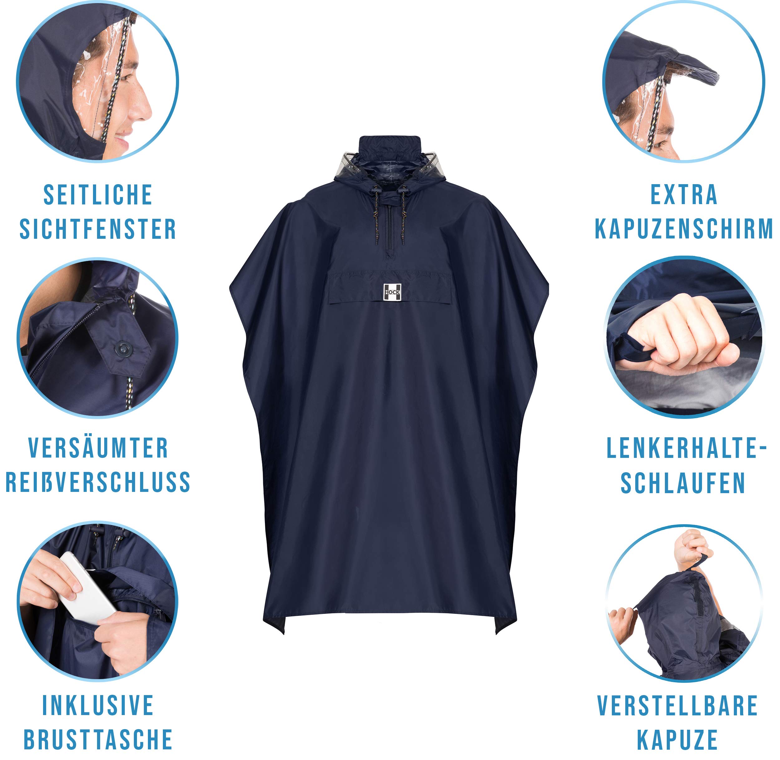 Hock Premium Mujer Hombre Lluvia Poncho Rain de Care, Resistente al Agua, Ideal para Senderismo – Outdoor – Bicicleta, 30% Reduce, DA pequeño óptico Ausencia de *