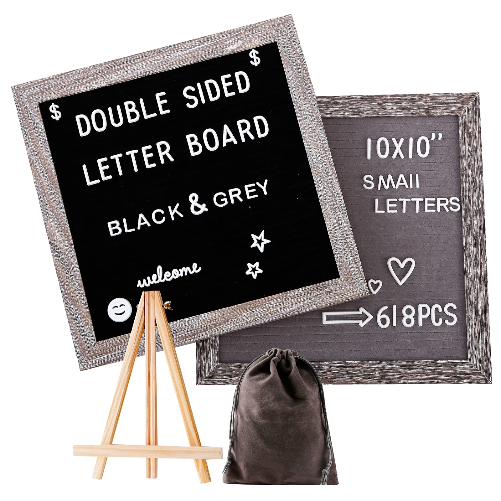 Buy Letter Board Felt Letter Board Double Sided with 10x10in Rustic