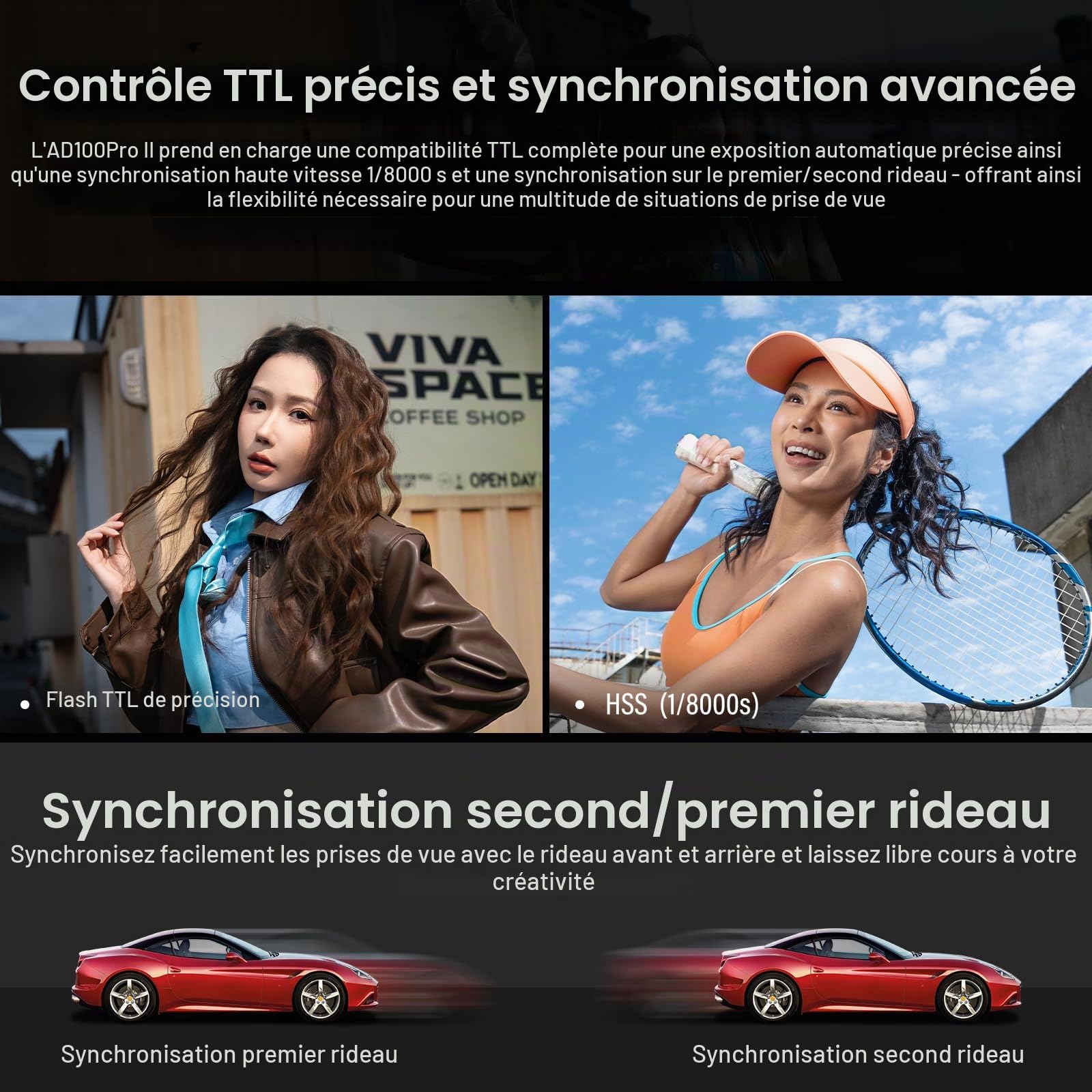 GODOX AD100ProII Flash Kit AD100Pro Upgrade Lumière Strobe Photographie,100Ws 2.4G San Fil HSS 1/8000s Flash Extérieur,USB-C Recharge,Batterie 2850mAh 490 Flashs Pleine Puissance Lampe de Modelage LED