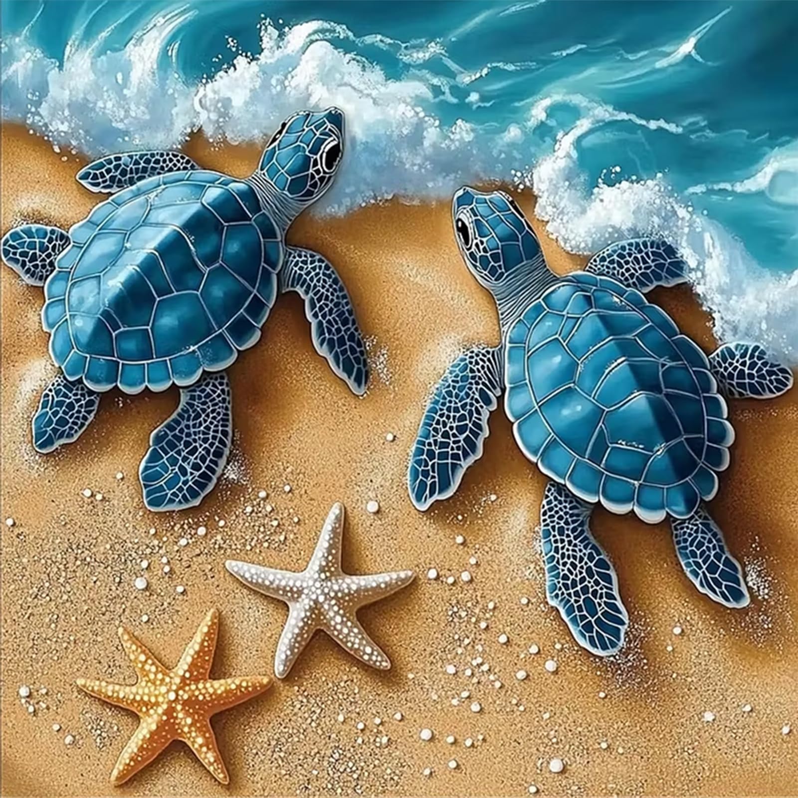 POETRYDRAW Beach Turtles Full DIY 5D Round Drill Gem Art Diamond Art Painting Kits for Adults Home Decor Diamond Art Paintings Picture Arts Craft 11.81x11.81in