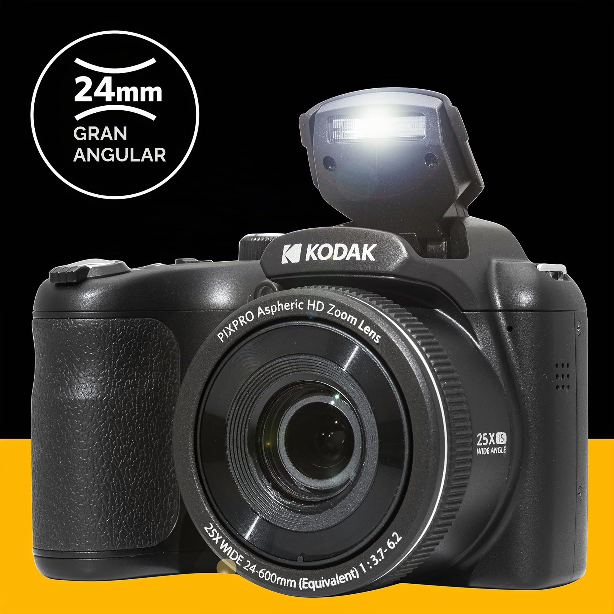 Kodak Pixpro Astro Zoom AZ255 - Cámara Digital Bridge de 16 MP, Zoom óptico de 25x, vídeo HD 1080p, Gran Angular de 24 mm, estabilizador óptico, Pantalla LCD de 3" - Negro