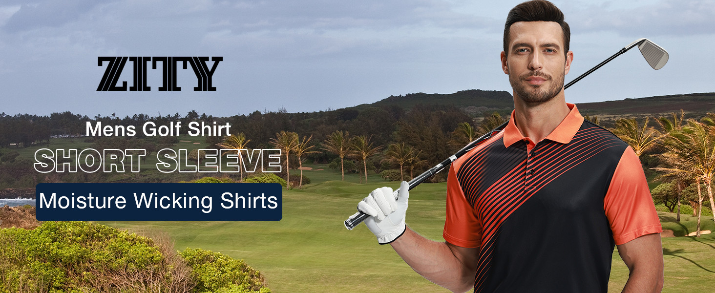 Amazon.com: ZITY Mens Golf Shirt Short Sleeve Sport Moisture