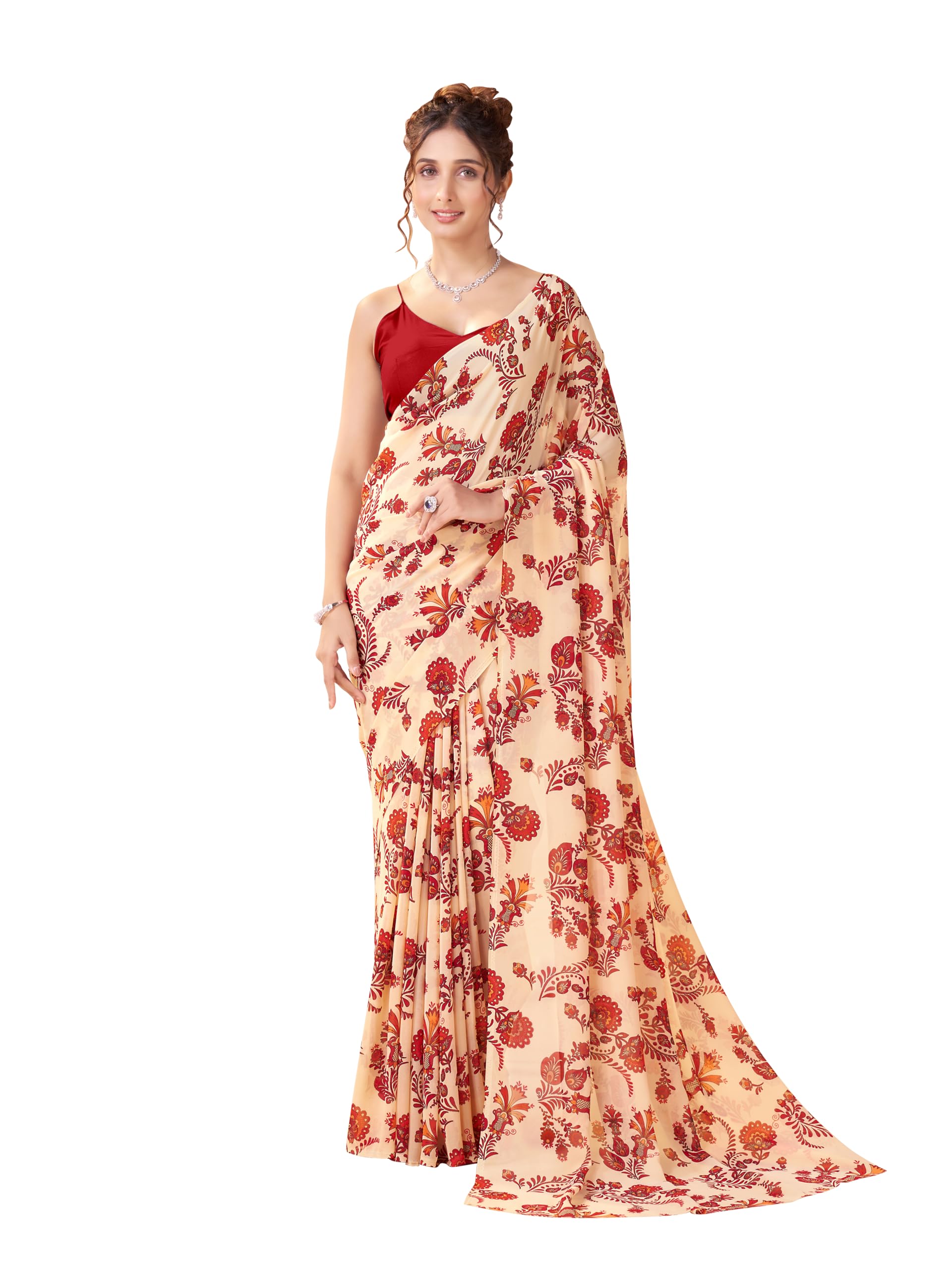 garden vareli Women Georgette All Over Floral Printed Saree-picture-5