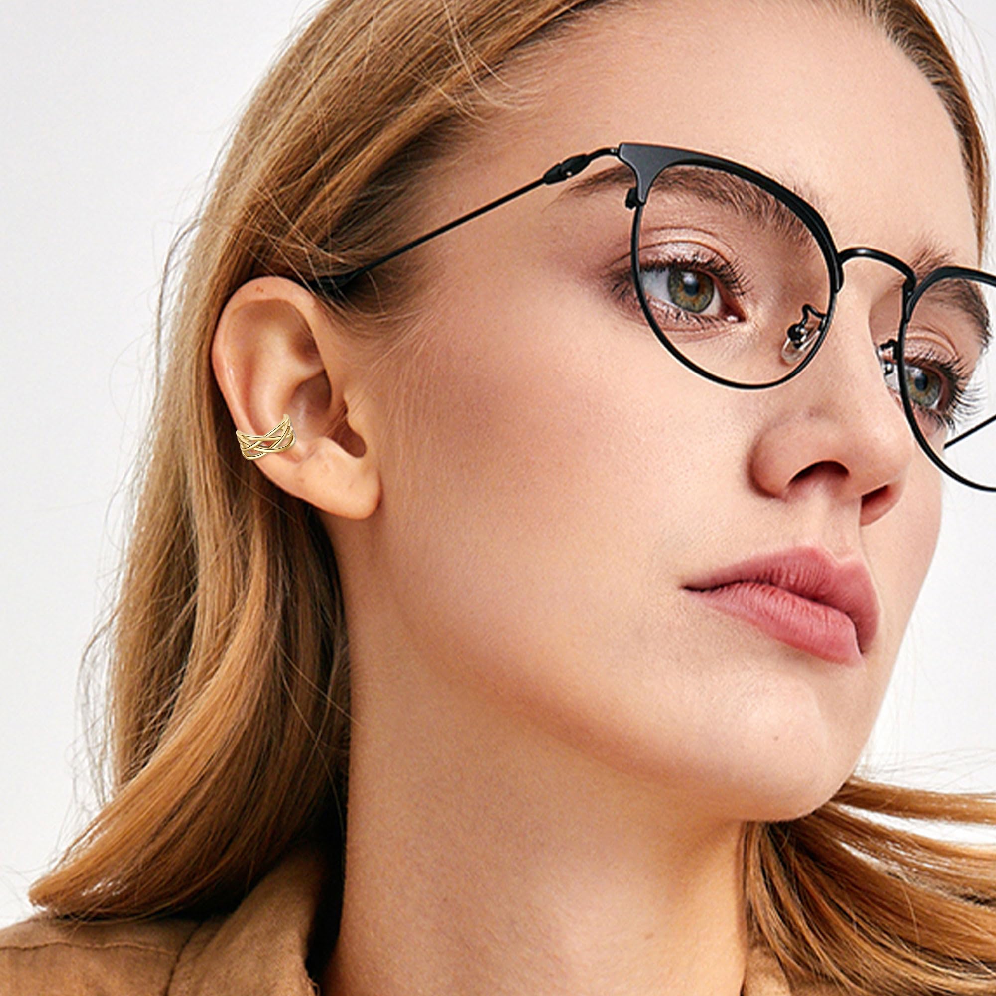 Keltisch Ohrmanschetten Sterling Silber Keltischer Knoten Clip auf Ohrringe Non Piercing Schmuck für Damen (Gold Ohrmanschetten)