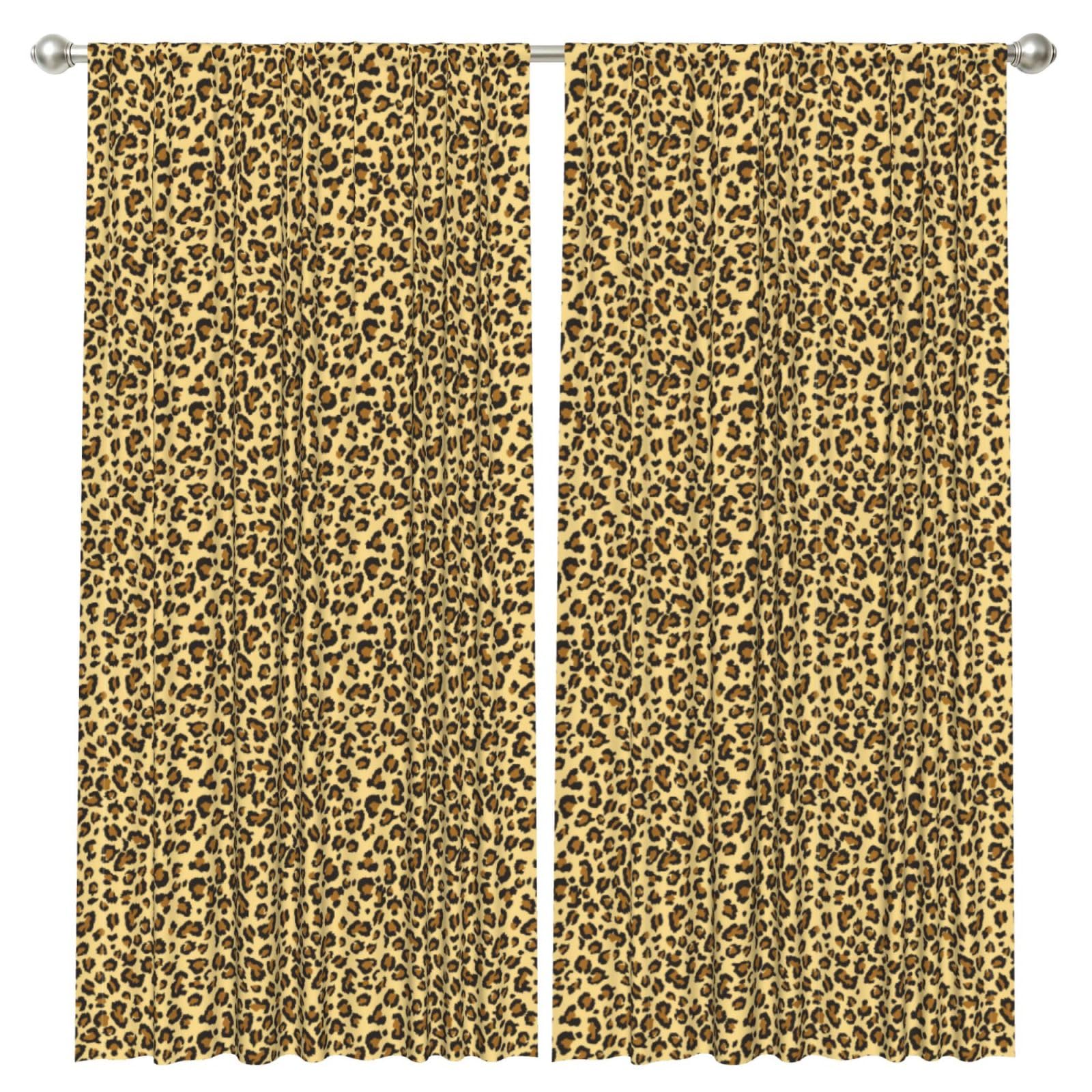 InOmak Leopard Texture Pattern, 2 Panels Window Curtains 52 x 84 Inch Blackout Curtains for Living Room Bedroom