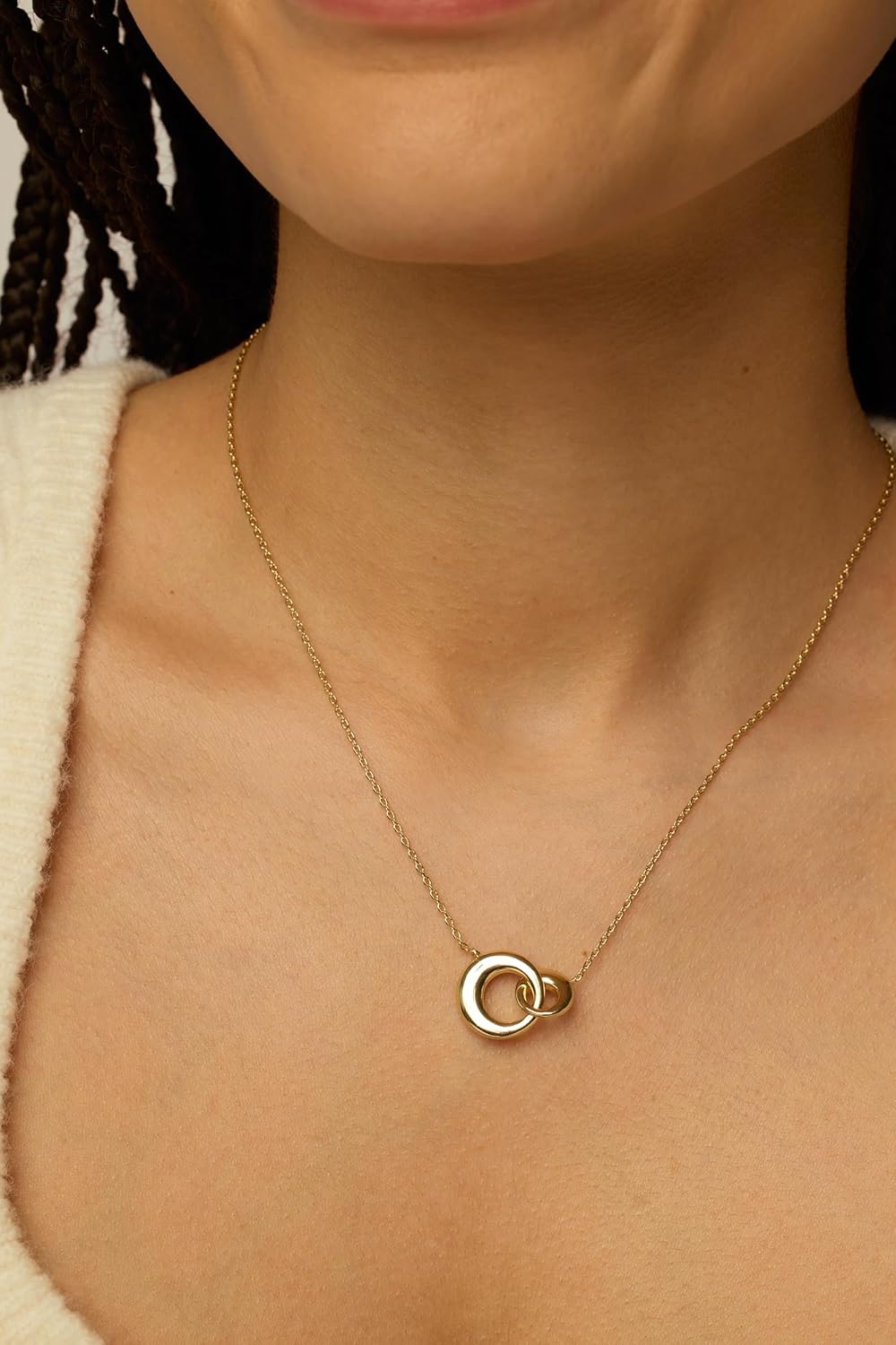 PAVOI 14K Gold Plated Dainty Interlock Pendant Necklace for Women | Circle Link Pendant Necklaces - Image 2