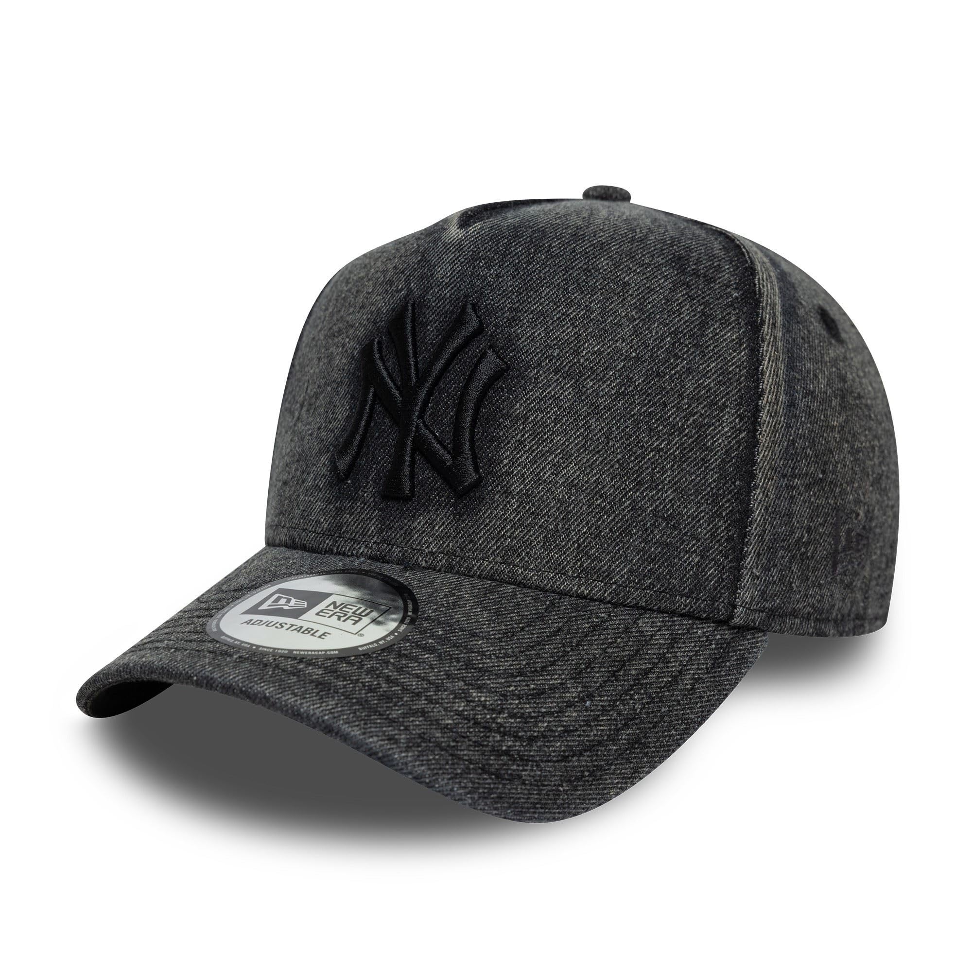 New Era New York Yankees MLB Wordmark Denim 9Forty E-Frame Cap Black โ image 1