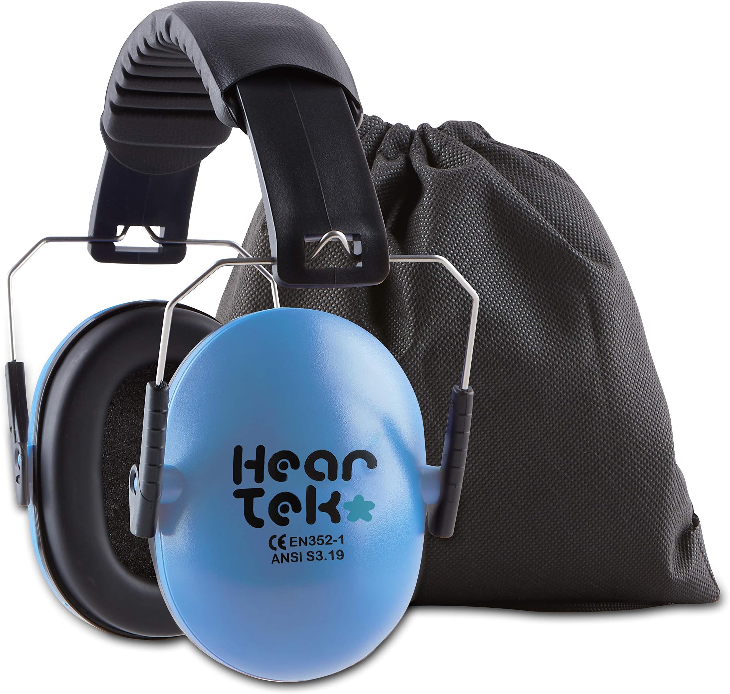 HearTek Kids Earmuffs Hearing Protection with Travel Bag- Junior Ear Defenders For Children, Padded Baby Ear Protection, Infants, Small Adults, Women - Adjustable Protectors Noise Reduction Ear Muffs