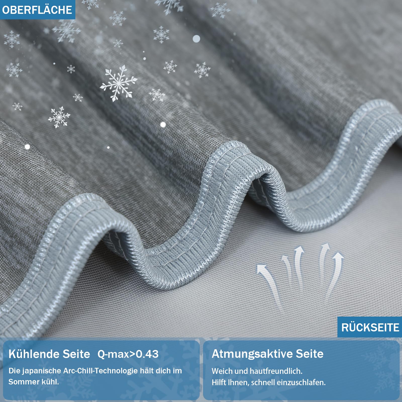 COVACURE Kühldecke Kühlende Decke 150x200 cm – Cooling Sleep Decke aus Funktionsmaterial – Leichte Sommerdecke für Schlafzimmer & Sofa (Grau)