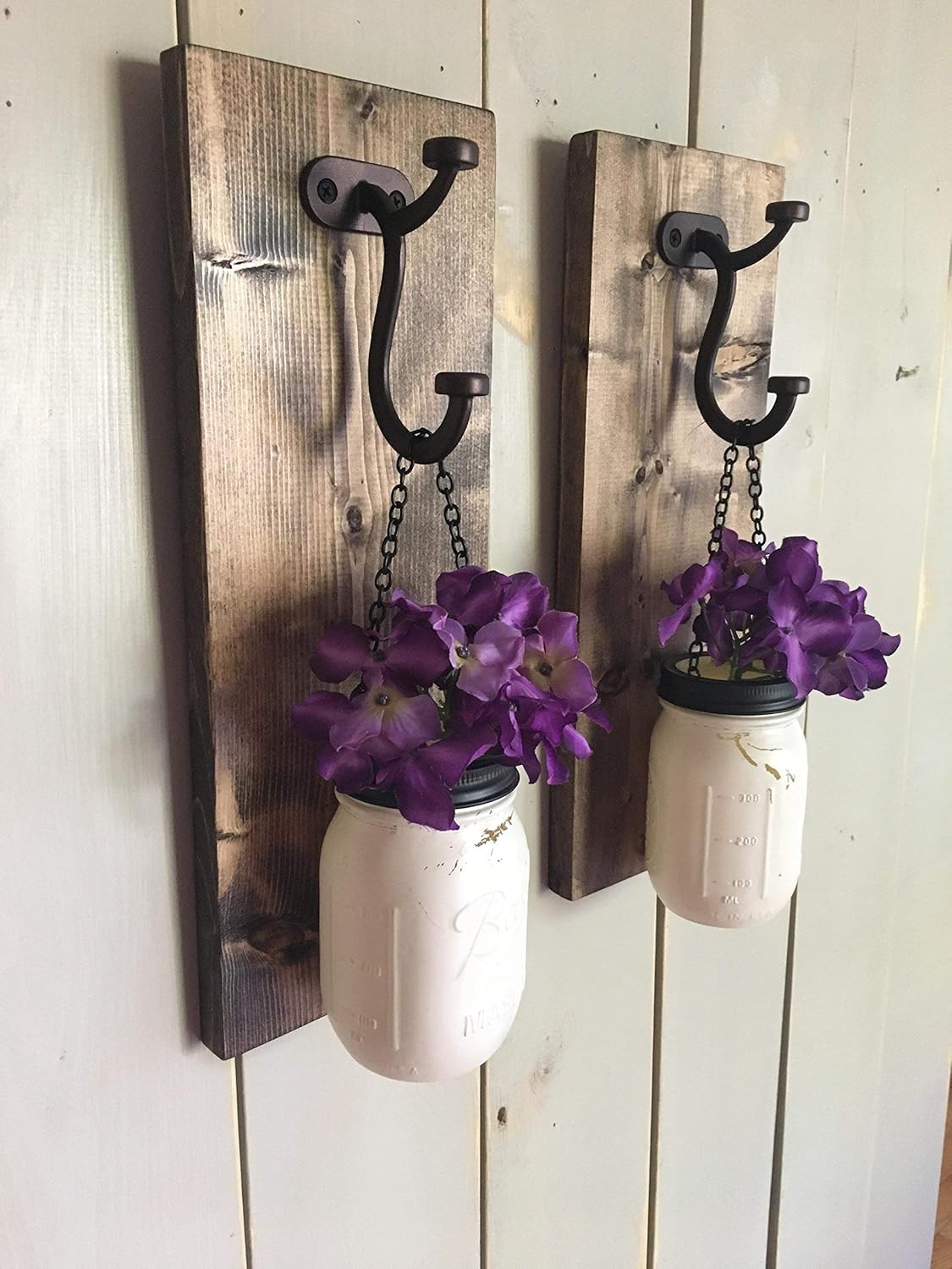 Rustic Wood Wall Sconce, Wood Wall Sconce with Flowers
