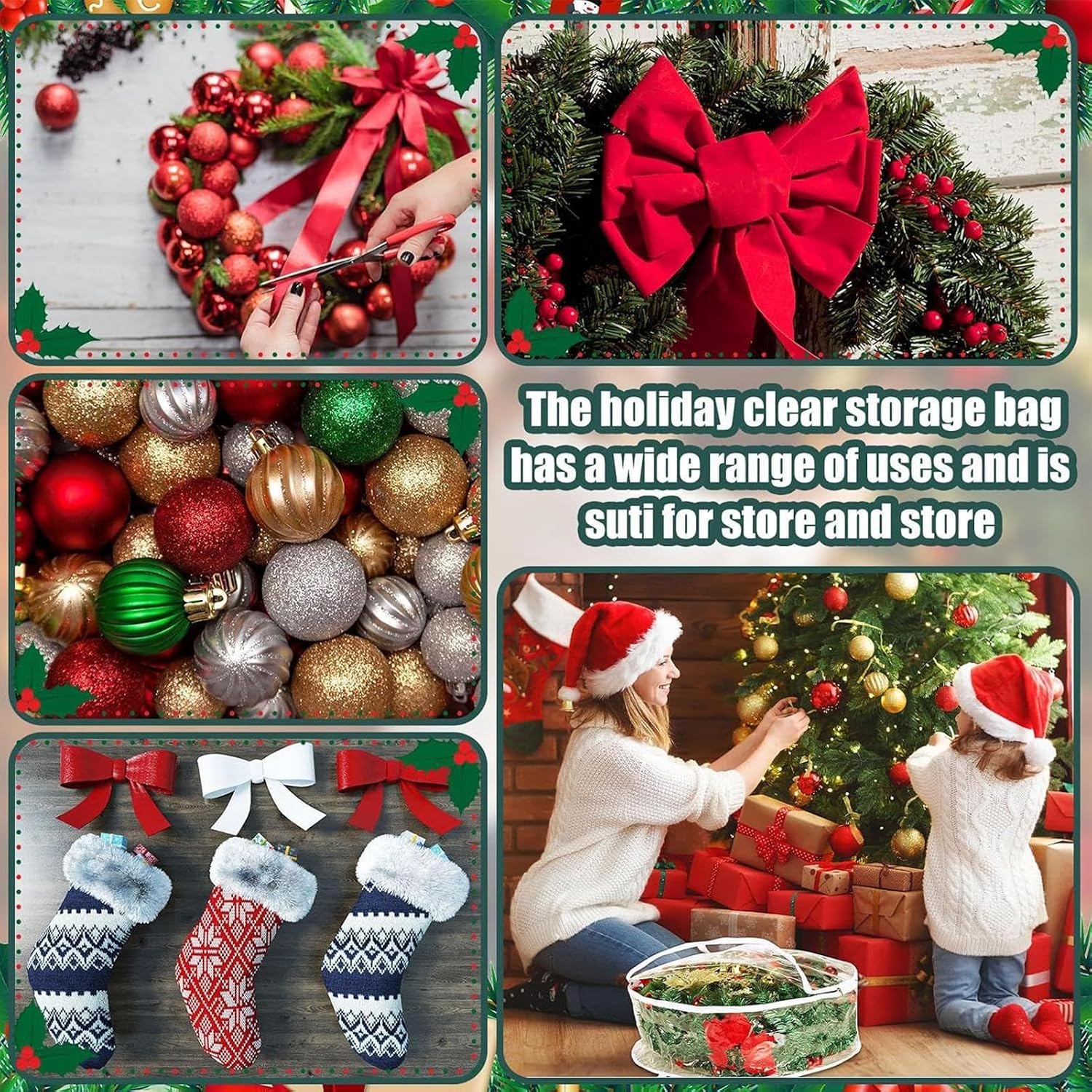 Storage Wreath Covers – Large Capacity Garland Organizer for Christmas Wreath | For Blankets Sheets Clothes Home Bedroom Apartment