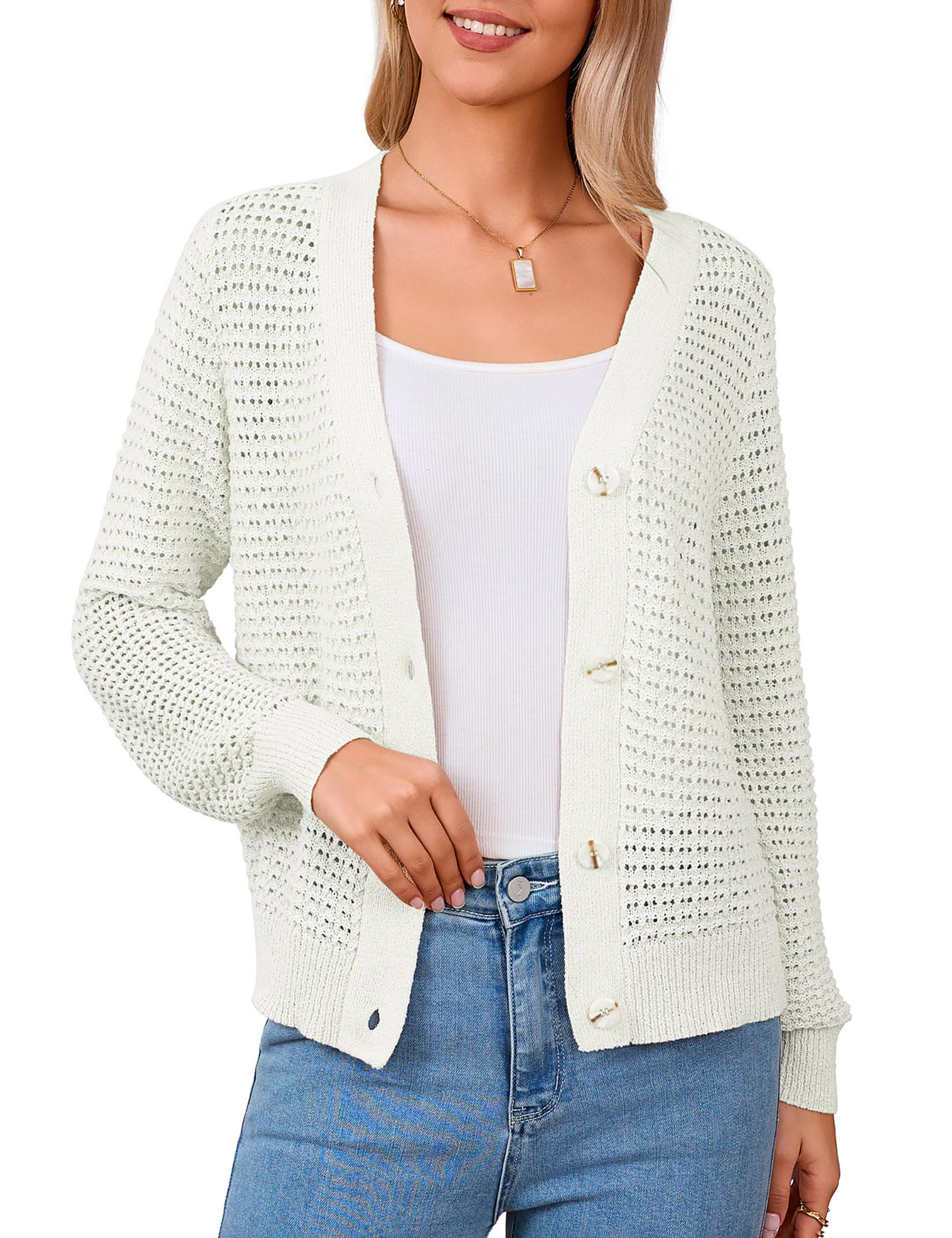 YesFashion Sommer Strickjacke Damen Kurz Jäckchen Für Abendkleid Bolero Damen Festlich Trachtenjacke Mit Knöpfe