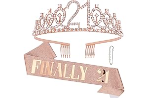 CAVETEE Celebratory Birthday Sash and Crown Set: Embellish Your 21st Birthday Festivities