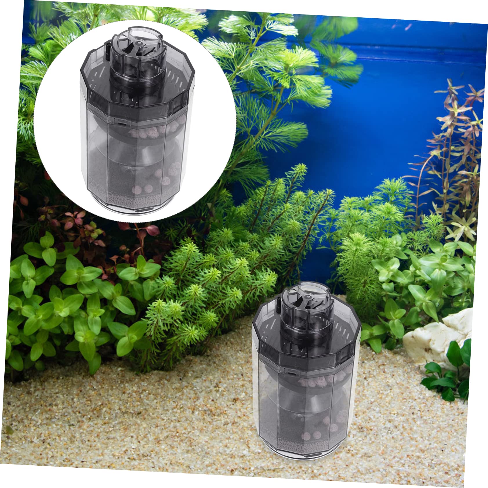 DOITOOL 4 Piezas Filtro de pecera limpiacristales Limpiador de Vasos Limpieza pecera Tanque Acuario con Bomba de Aire a bateria Accesorios para peceras Tubo de sifón Abdominales Light Grey