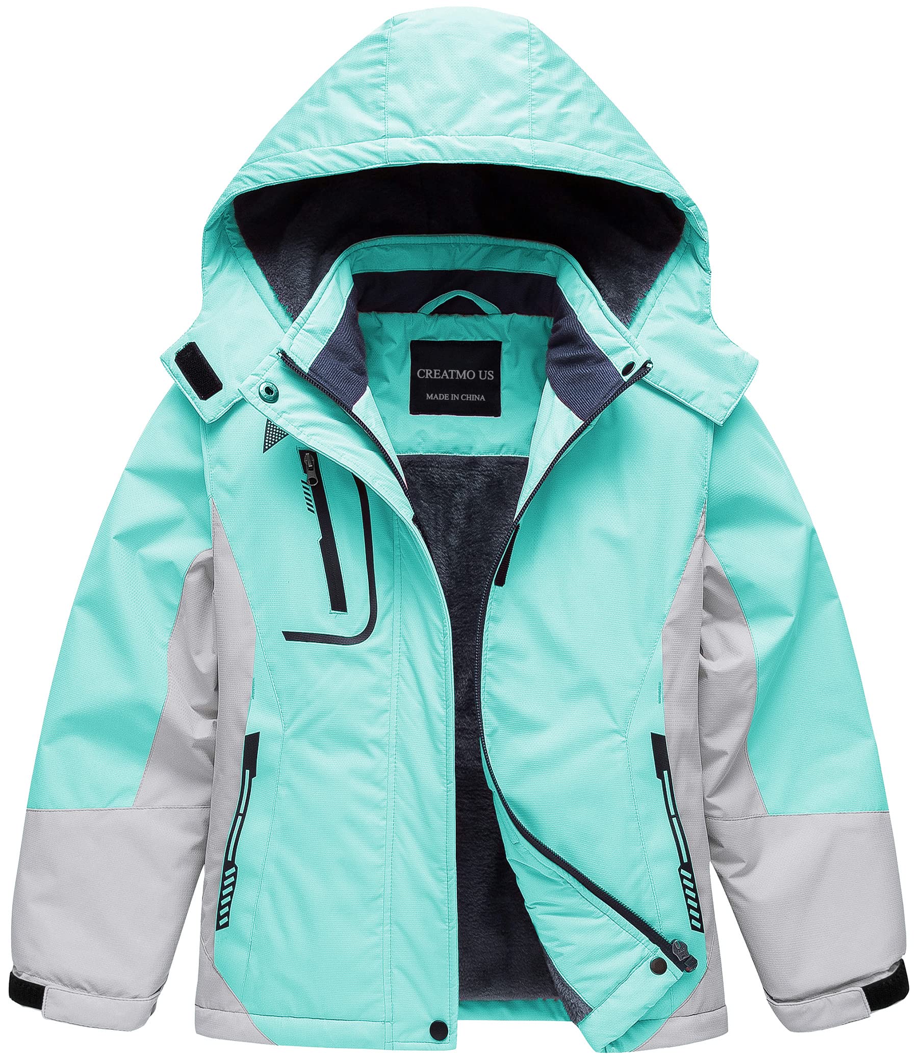 CREATMO US Girl's Waterproof Ski Jacket Warm Winter Snow Coat Windproof Snowboarding Rain Jacket