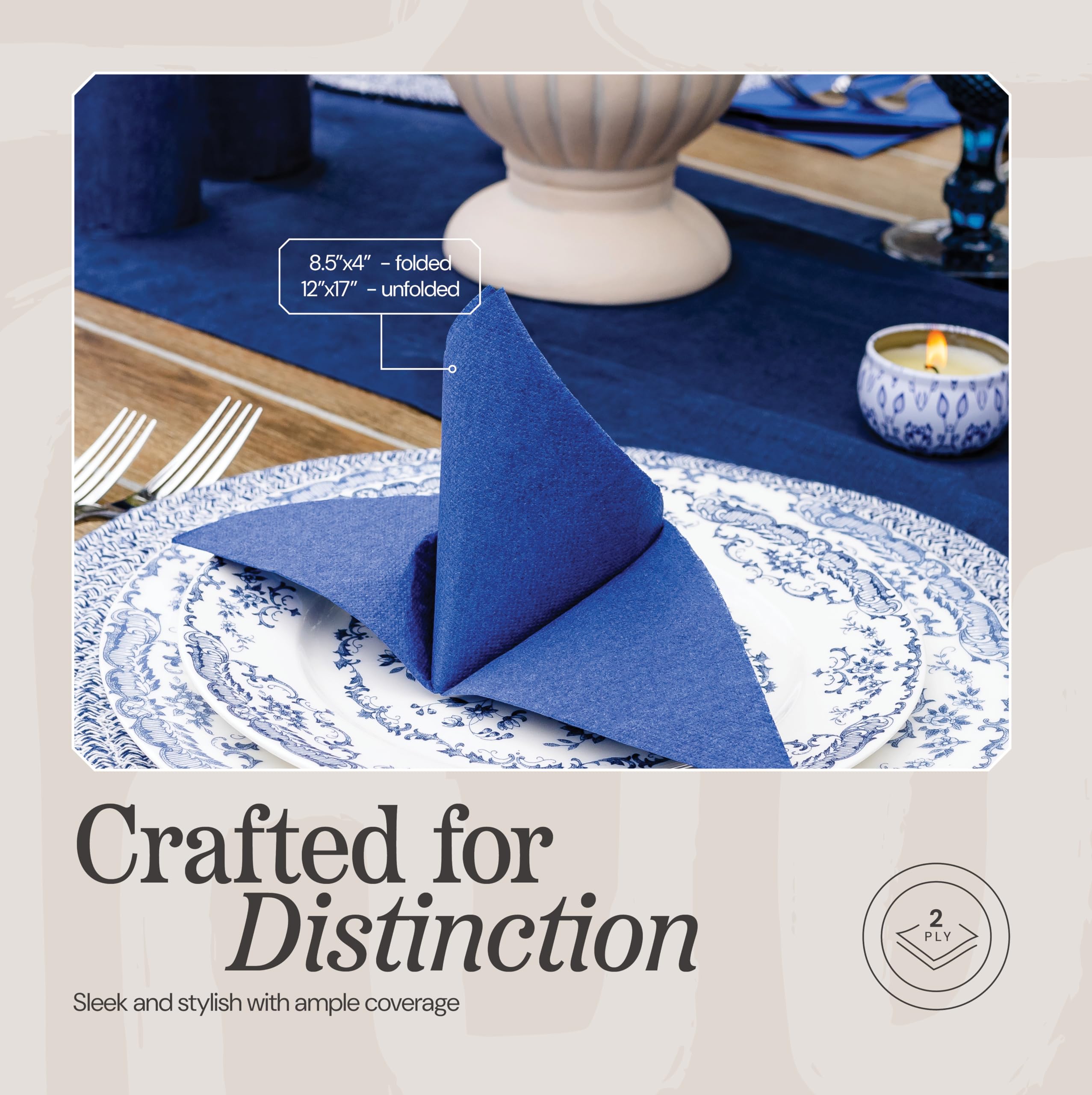 Servilletas desechables de papel de madera, [paquete de 300] 12 x 17 pulgadas, servilletas de papel acolchadas de 2 capas para bodas, recepciones, baños, fiestas o eventos