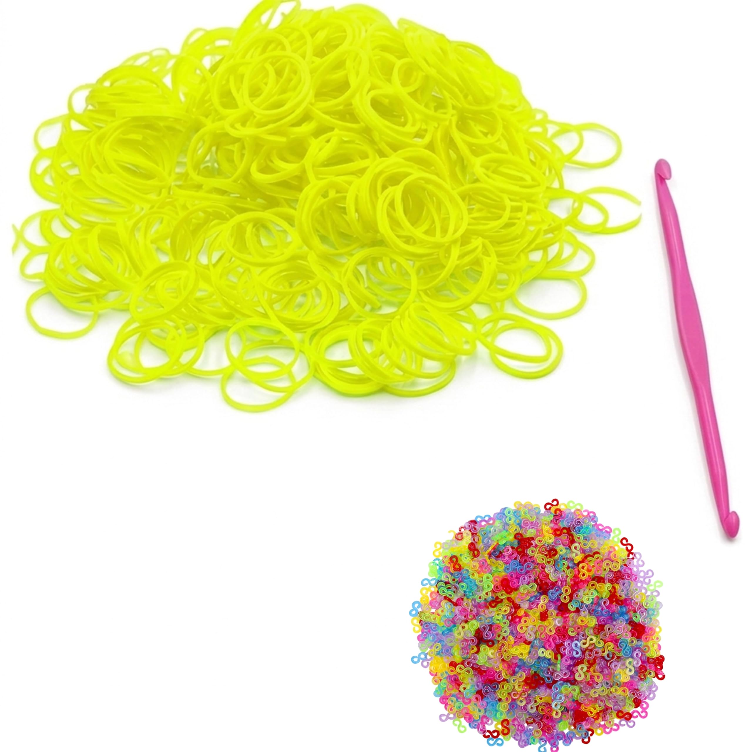 Tuilful Golden Yellow 600+ Loom Bands Refill Pack With Hook Tool And Colorful S Clips Art Craft Refills For Diy Bracelet Making Refill Kit (Golden Yellow)