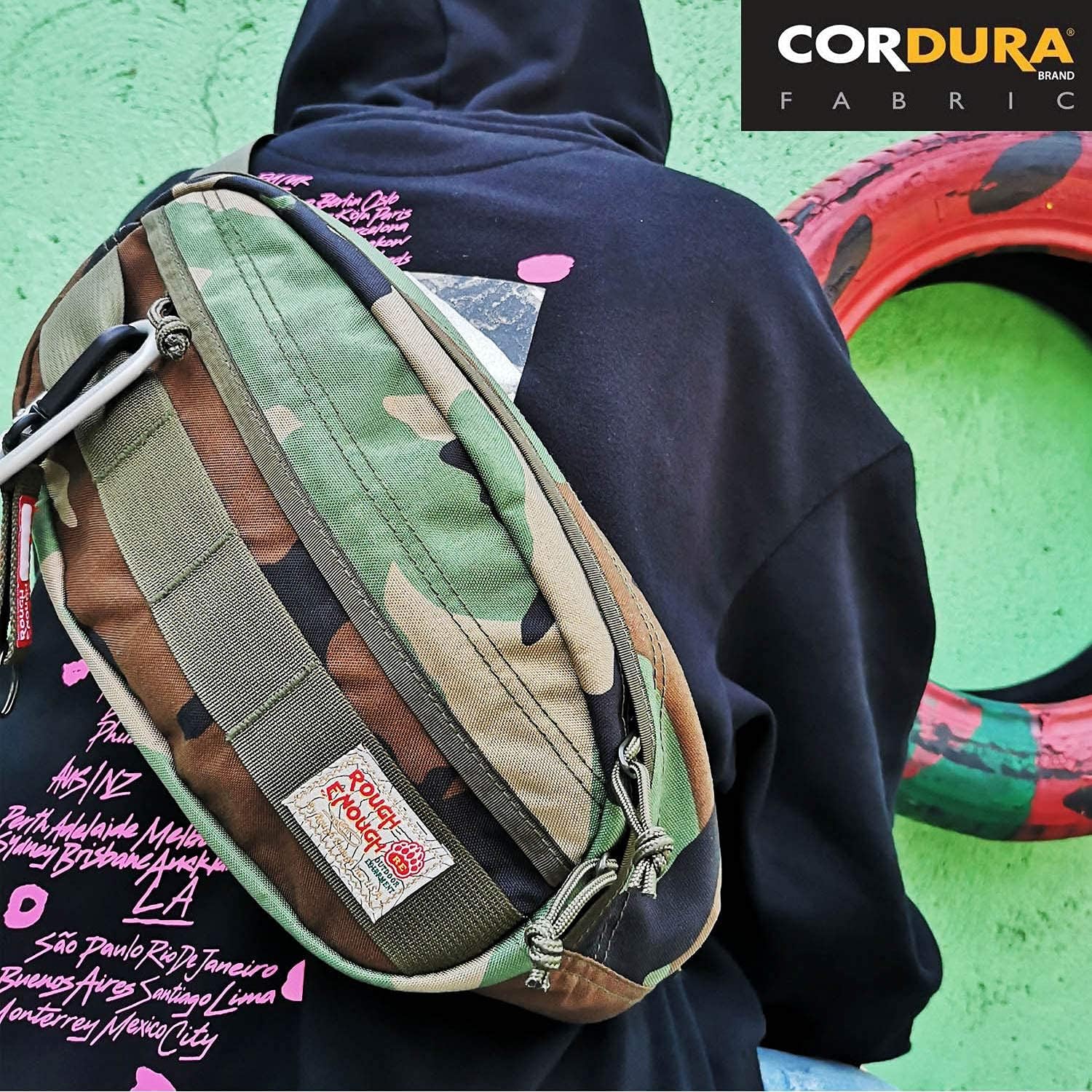 Rough Enough Tactical Fanny Pack for Men Crossbody Waist Bag for Hunting Fishing Hiking Travel Army Green Camo Cordura - Image 7