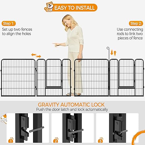 Miniatura 3 de Yaheetech Corralito para perros para interiores, valla extra ancha para perros y exteriores, plegable, para patio, jardín, caravana, campamento, 16