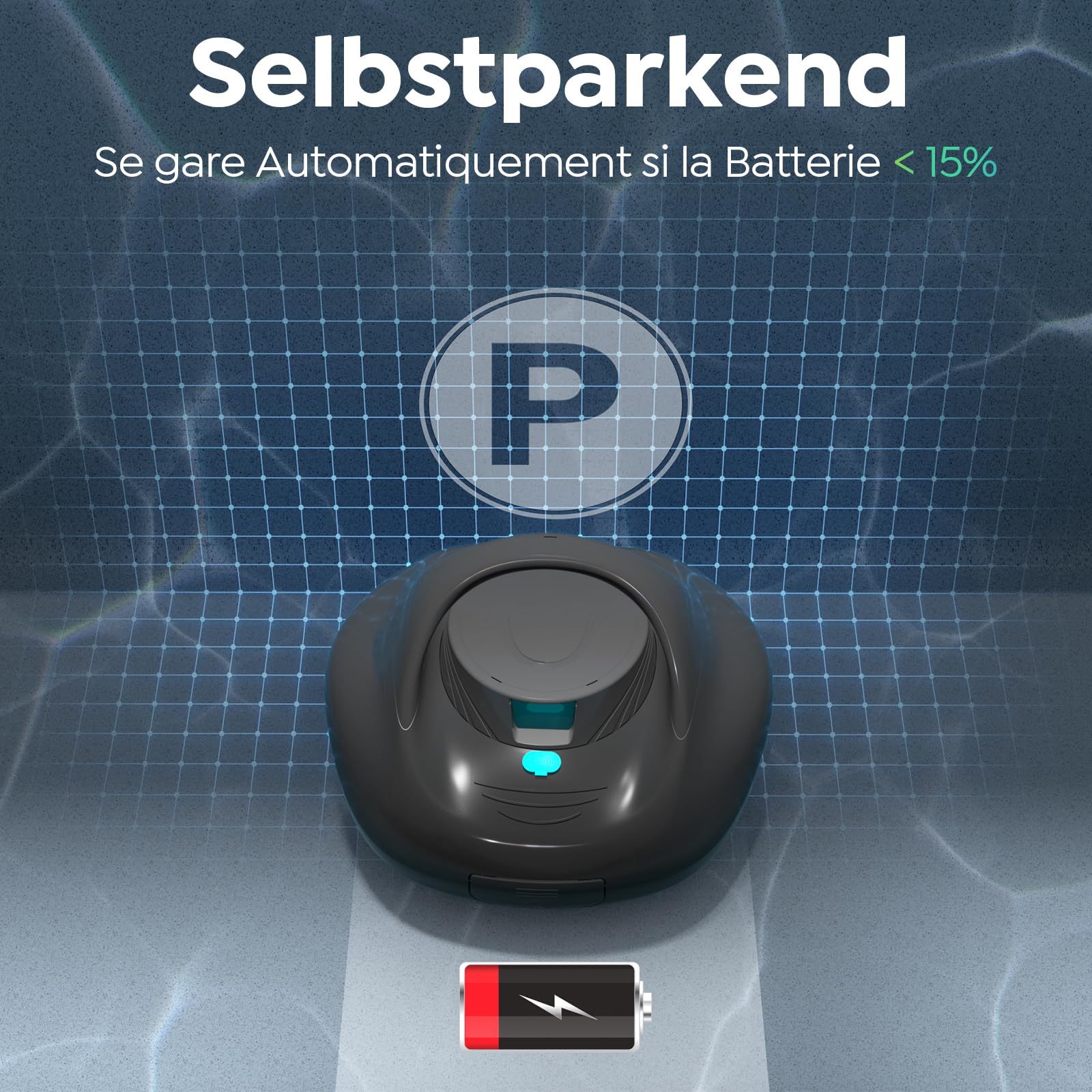 Robot Piscine, Nettoyeur de Piscine à Double Moteur, Gris & Vert | Aspirateur Piscine Sans Fil,Autonomie 130 Min,Fonction de Stationnement Automatique pour Piscines Hors Sol