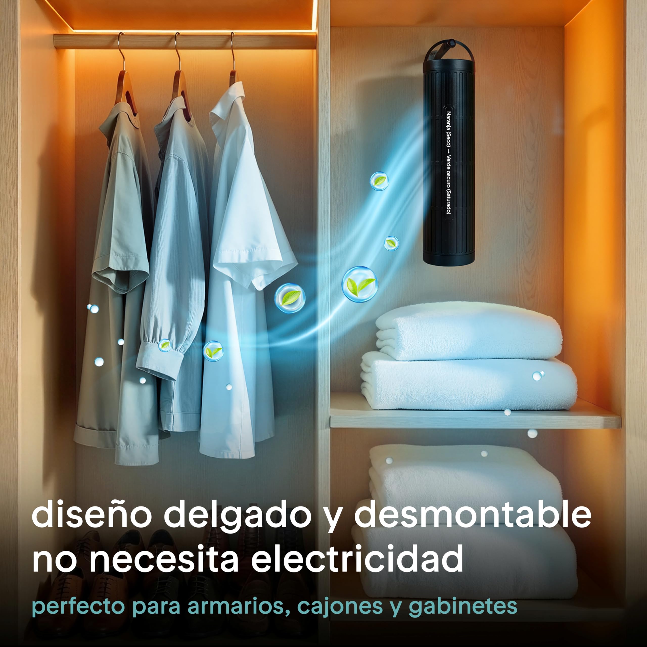 SereneLife deshumidificador pequeño y silencioso para hogar, Dormitorio y baño, 2 en 1 con cilindro extraíble, Base de secado, Control inteligente, Temporizador, Modo sueño, Hasta 111 m²