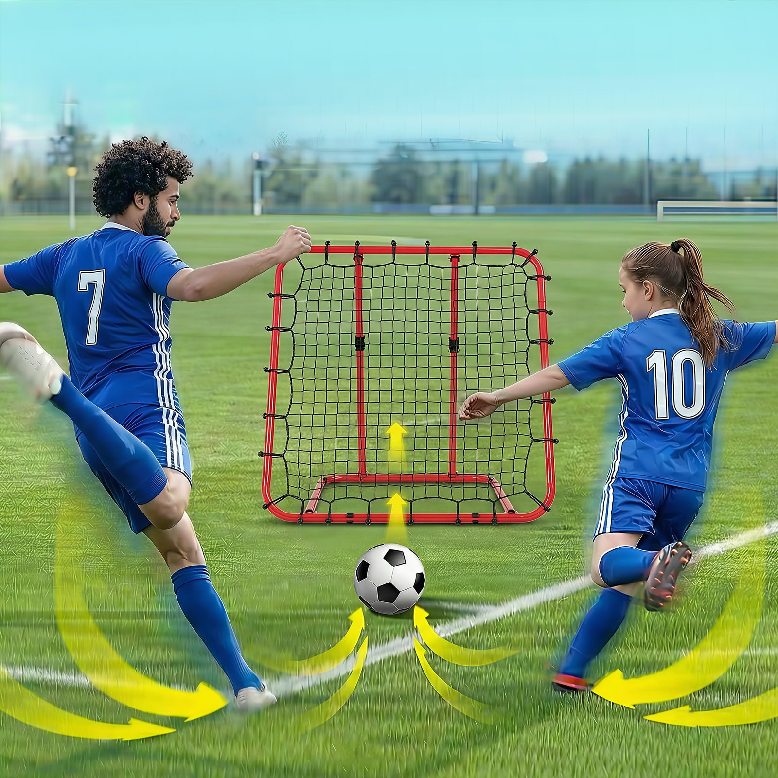 LARMNEE Reboteador de Fútbol con Ángulo Ajustable 0°-75°, Red de PE, Entrenamiento Portátil