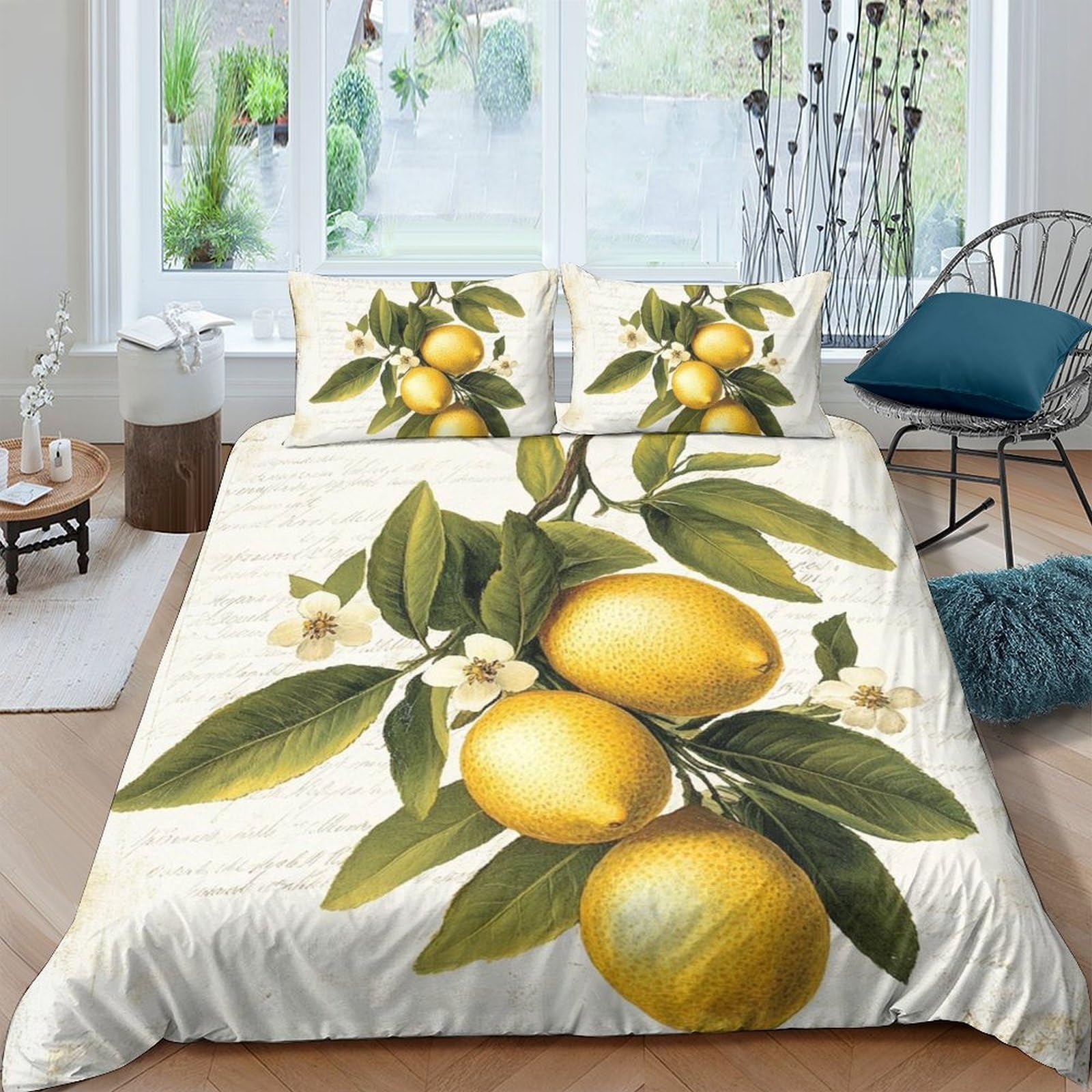 Ctjqhvkz Style-6 3D Printed Lemon Botanical Fitted Sheet Microfiber Yellow Fruit Bed Cover Non-Slip Washable For Bedroom Guest Room Single（135X200cm）