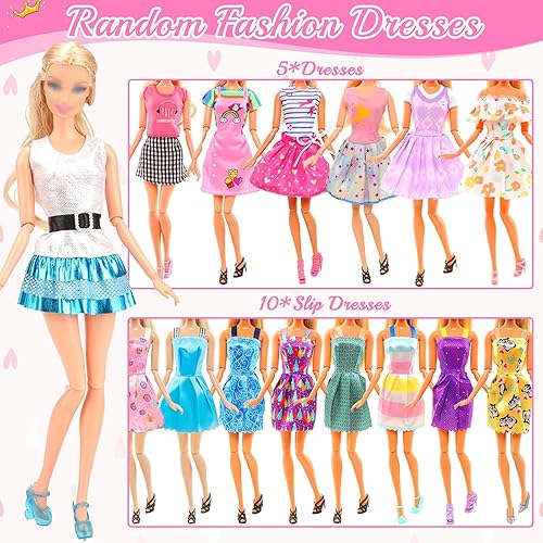 Miniatura 3 de 110 piezas de ropa y accesorios para muñecas, colección de trajes de muñeca de 11.5 pulgadas, que incluye vestidos de princesa, vestidos de vestir,