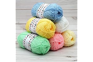 Crochet Yarn Pack 6pcs Sparkle Yarn Shiny White Pink Lemon Yellow Blue...