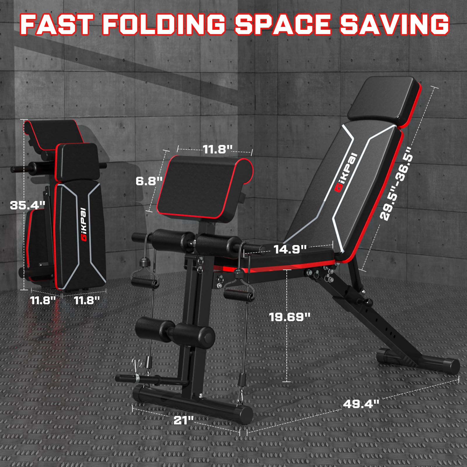 Adjustable Weight Bench - Bench Press for Full Body Workout | Foldable Workout Bench for Home Gym, Strength Training Bench to Incline Decline Flat w/Leg Extension and Pracher Pad