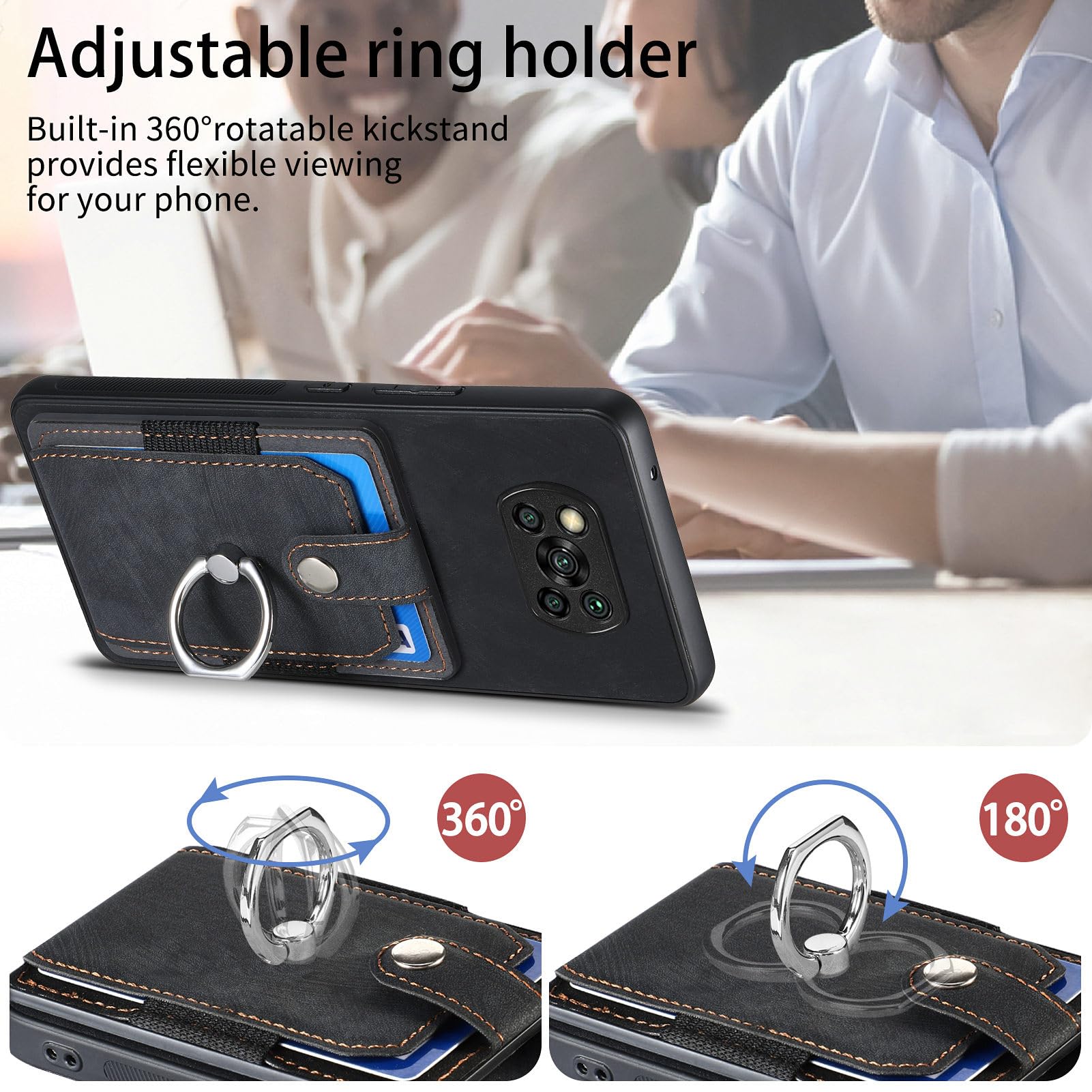MOJIA Custodia Portafoglio Per Xiaomi Poco X3 NFC / Pro - Ultra Sottile In TPU E Pelle Con Protezione RFID E Supporto Per Carte, Marrone